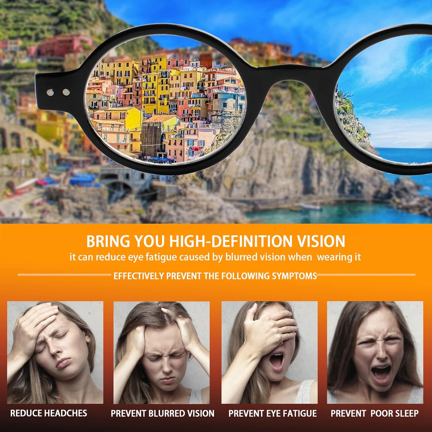 JOSCHOO Paquete de 5 lentes de lectura redondos retro, pequeños y cómodos, para mujeres y hombres