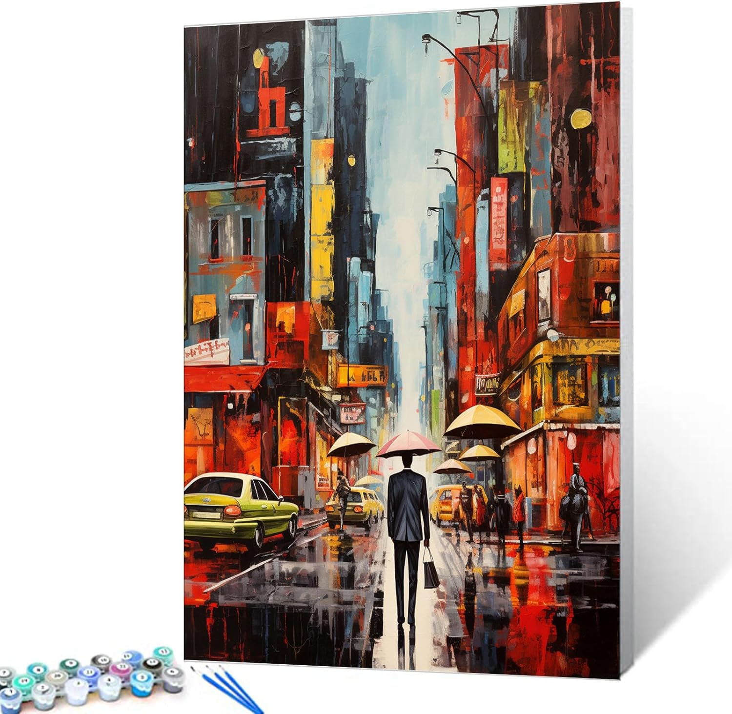 Graffitic Lively Street Paint by Number Gentleman DIY Kit de pintura acrílica para niños y adultos principiantes, edificio colorido, pintura en