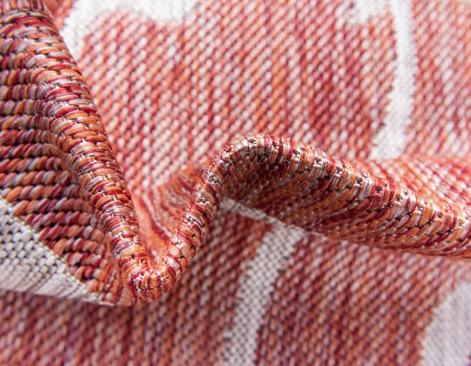 Unique Loom Outdoor Botanical Collection – Alfombra rizada, 6 pies 1 pulgada x 9 pies, rectangular, rojo óxidomarfil