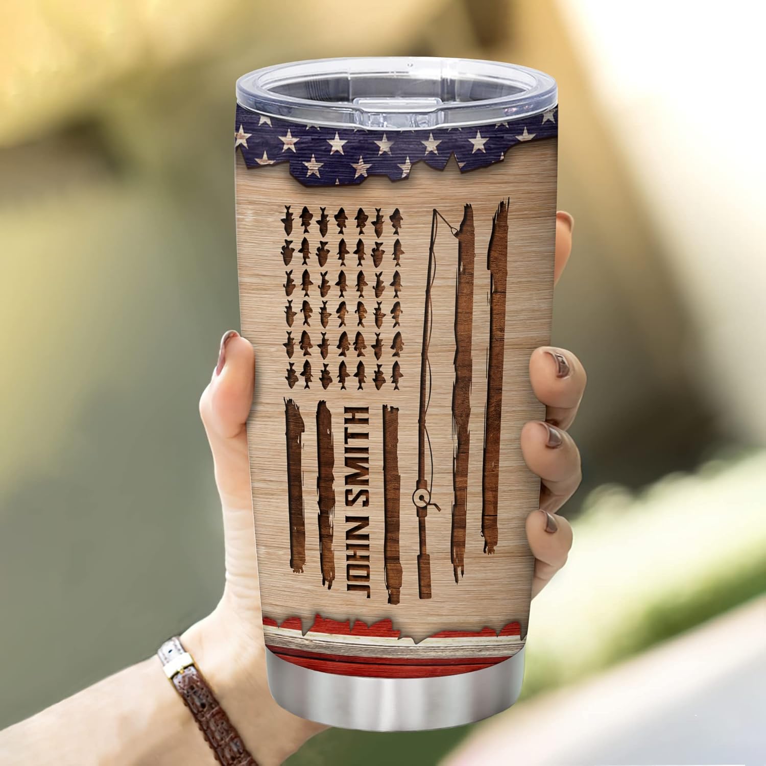 Hyturtle Regalos de pesca personalizados para hombres, vaso de acero inoxidable de 20 onzas para amantes de la pesca, carrete genial para papá,
