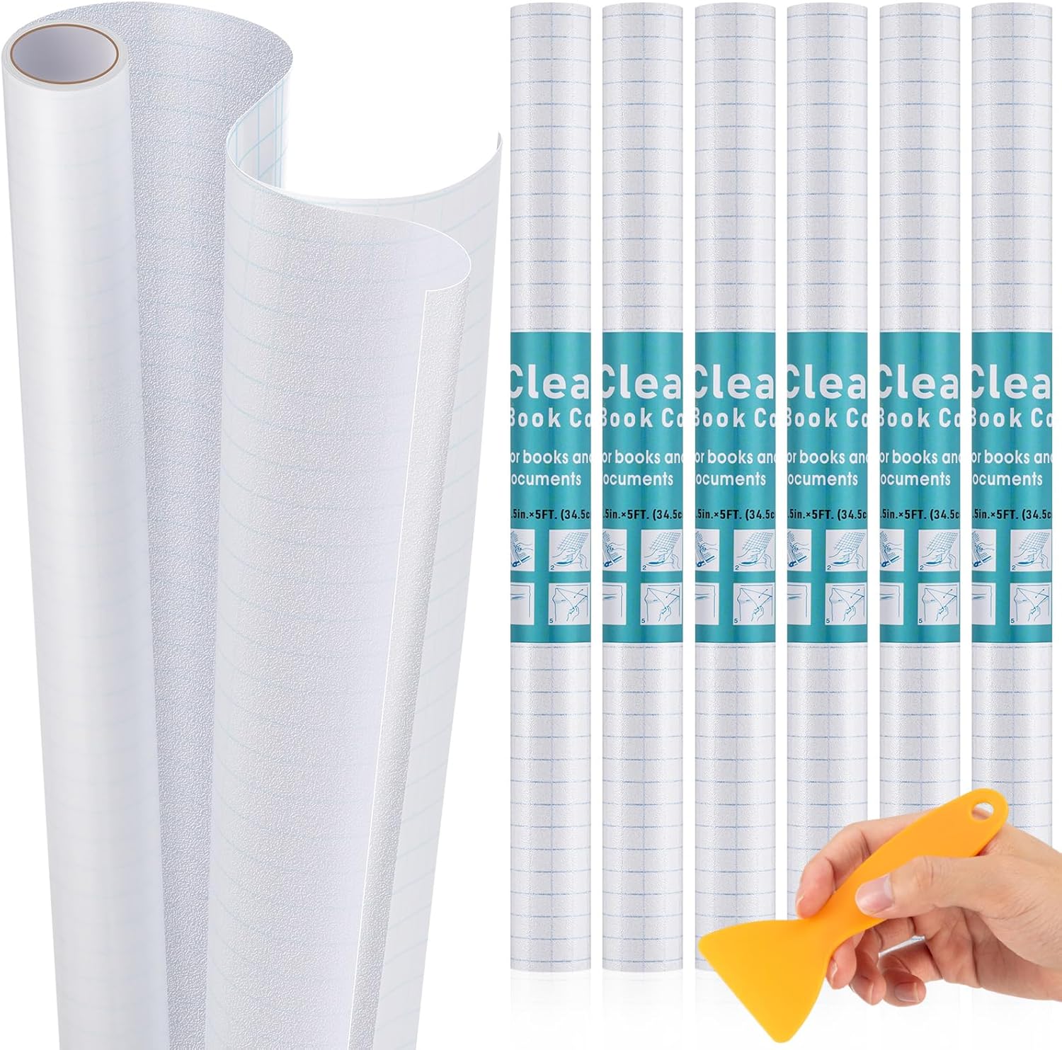 6 rollos de cubierta autoadhesiva mate para libros, revestimiento protector transparente para libros, hojas adhesivas transparentes para libros de