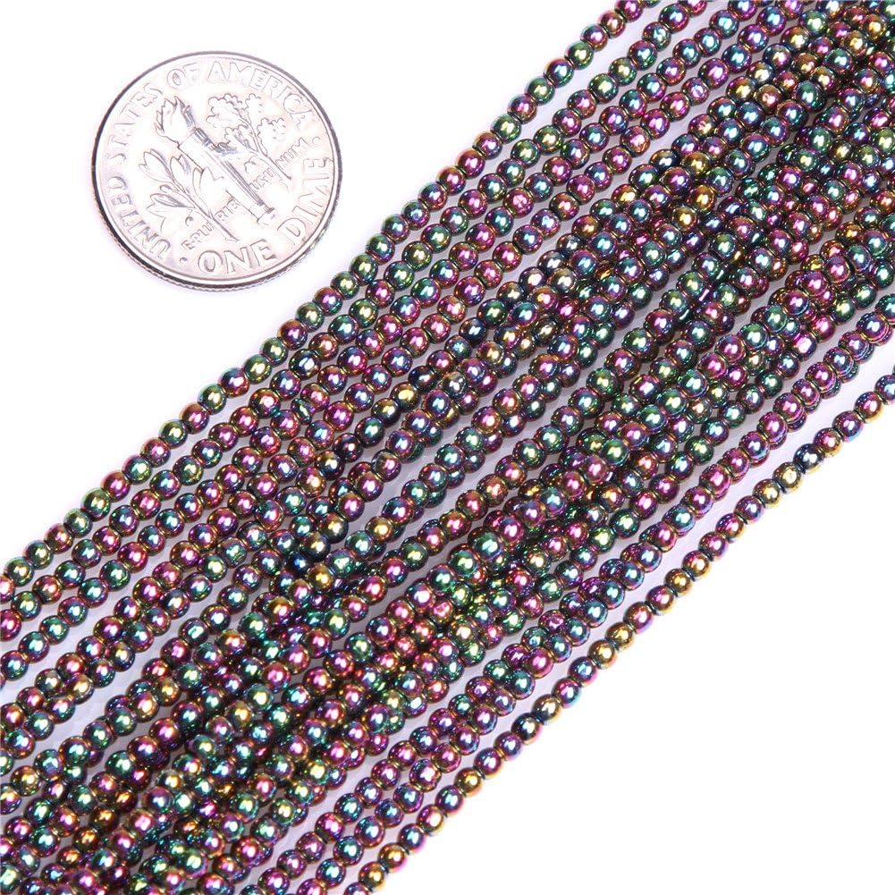 JOE FOREMAN Cuentas redondas sueltas de hematita de 0.079 pulgadas para hacer joyas, color plateado, suministros de manualidades hechos a mano, 15