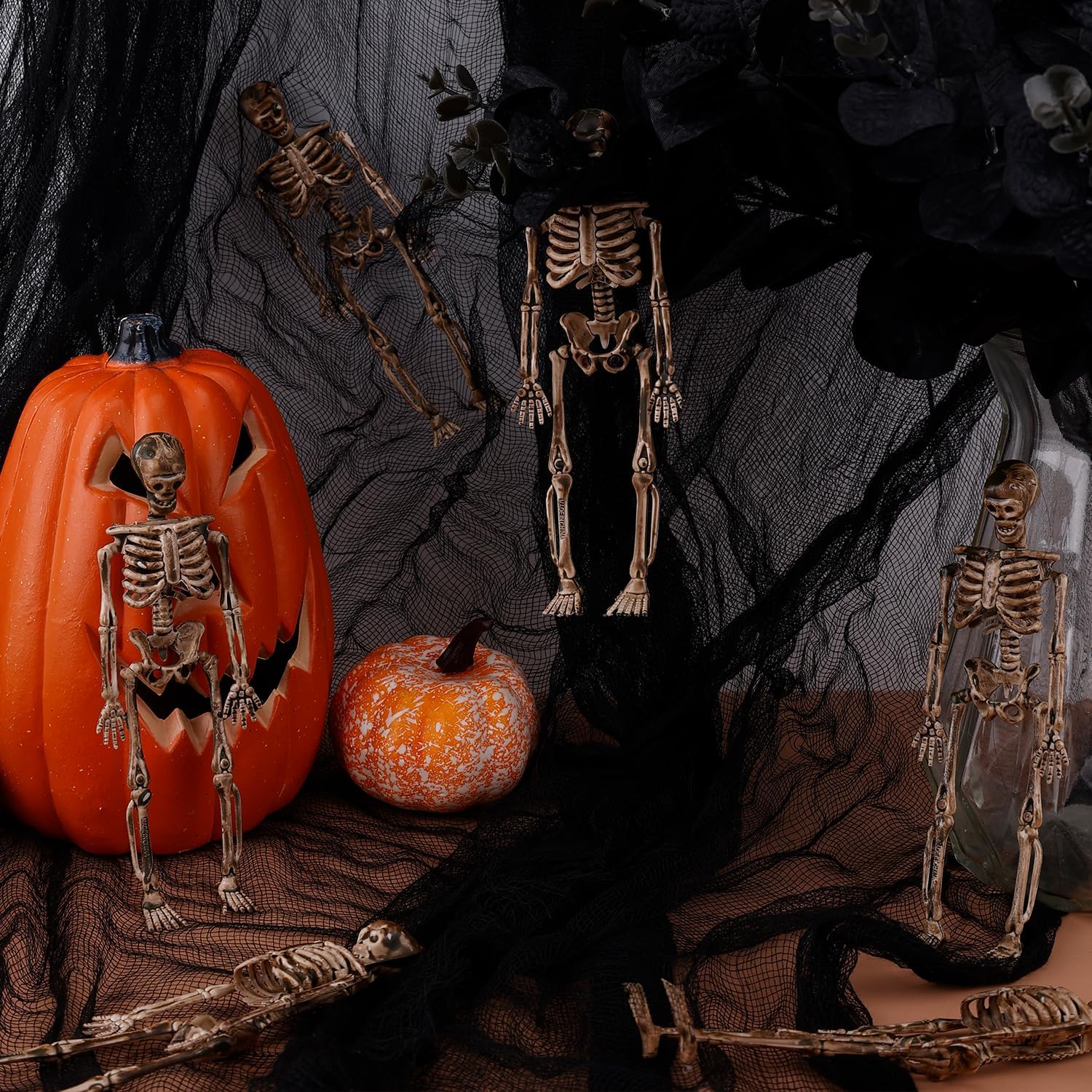 8 mini figuras de esqueleto, decoraciones de esqueleto de Halloween de 6 pulgadas, figuras de esqueleto en miniatura, decoración de Halloween para