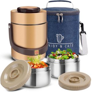 Pawovdeq Recipientes de acero inoxidable de 51 onzas con aislamiento al vacío de boca ancha para sopa y comida caliente, contenedor portátil de 2 Pawovdeq Recipientes de acero inoxidable de 51 onzas con aislamiento al vacío de boca ancha para sopa y comida caliente, contenedor portátil de 2