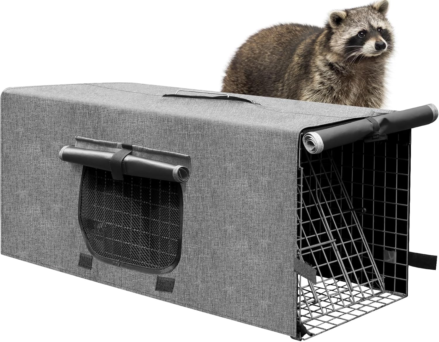 Funda para jaula de trampa de animales, cubierta de jaula trampa con ventana transpirable para trampa para gatos salvajes de 1 a 2 puertas de 32 x