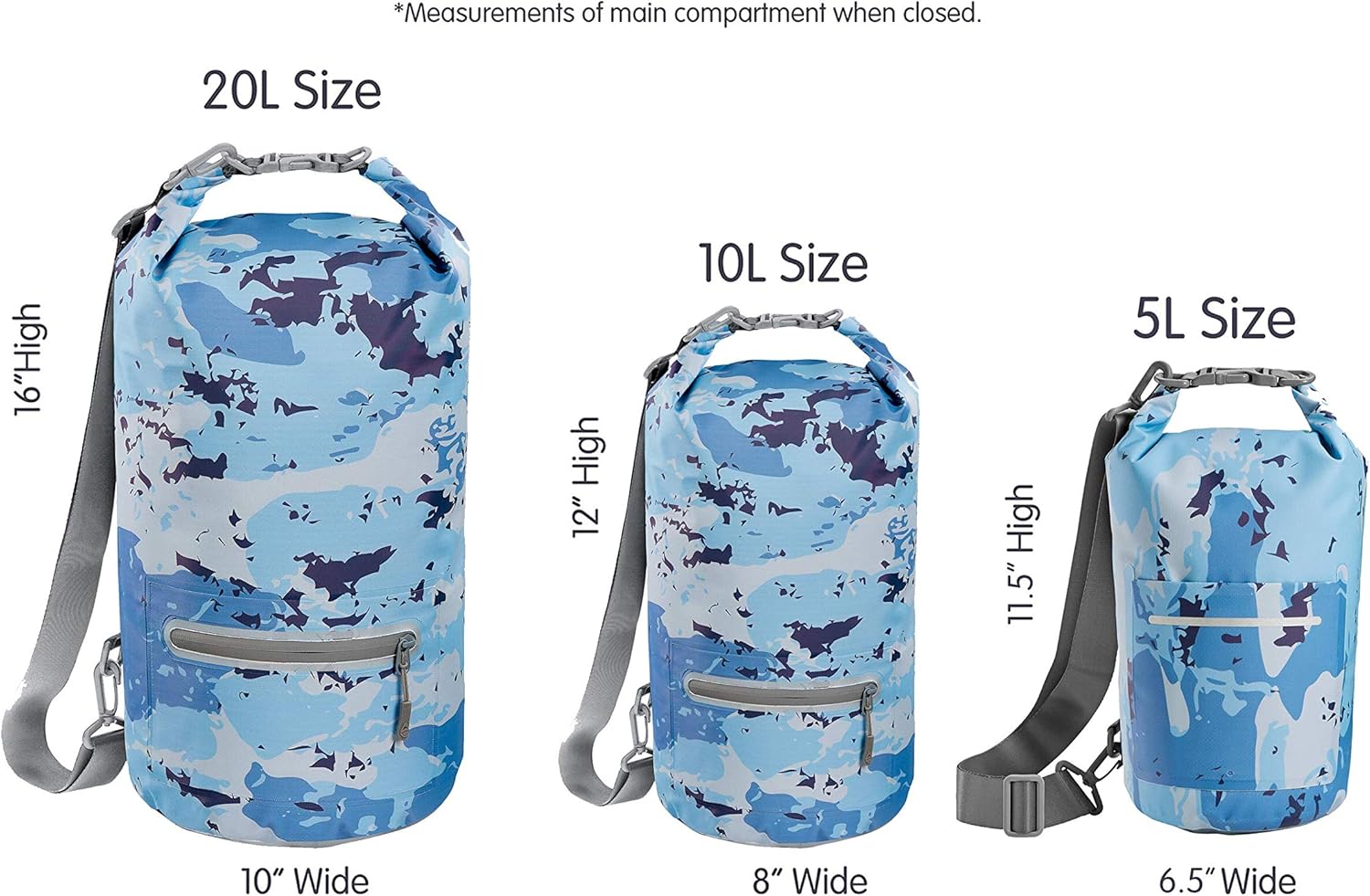 Skog Å Kust DrySåk – Bolsa seca impermeable con bolsillo exterior con cremallera, para kayak, rafting, navegar, natación, campamento, senderismo,