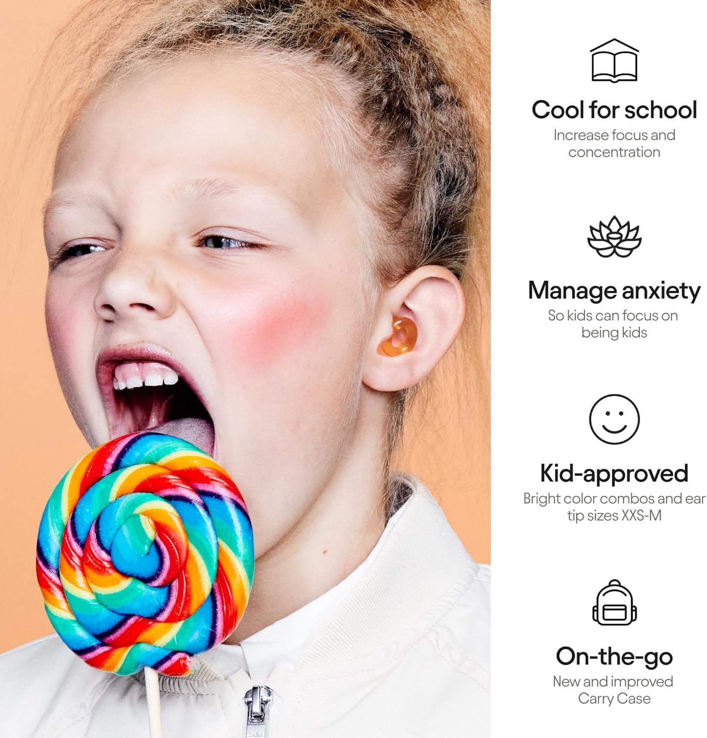 Loop Engage Kids Tapones para los oídos (6-12 años)  Tapones reutilizables con sensibilidad al ruido para el hogar, la escuela, el tiempo de juego y