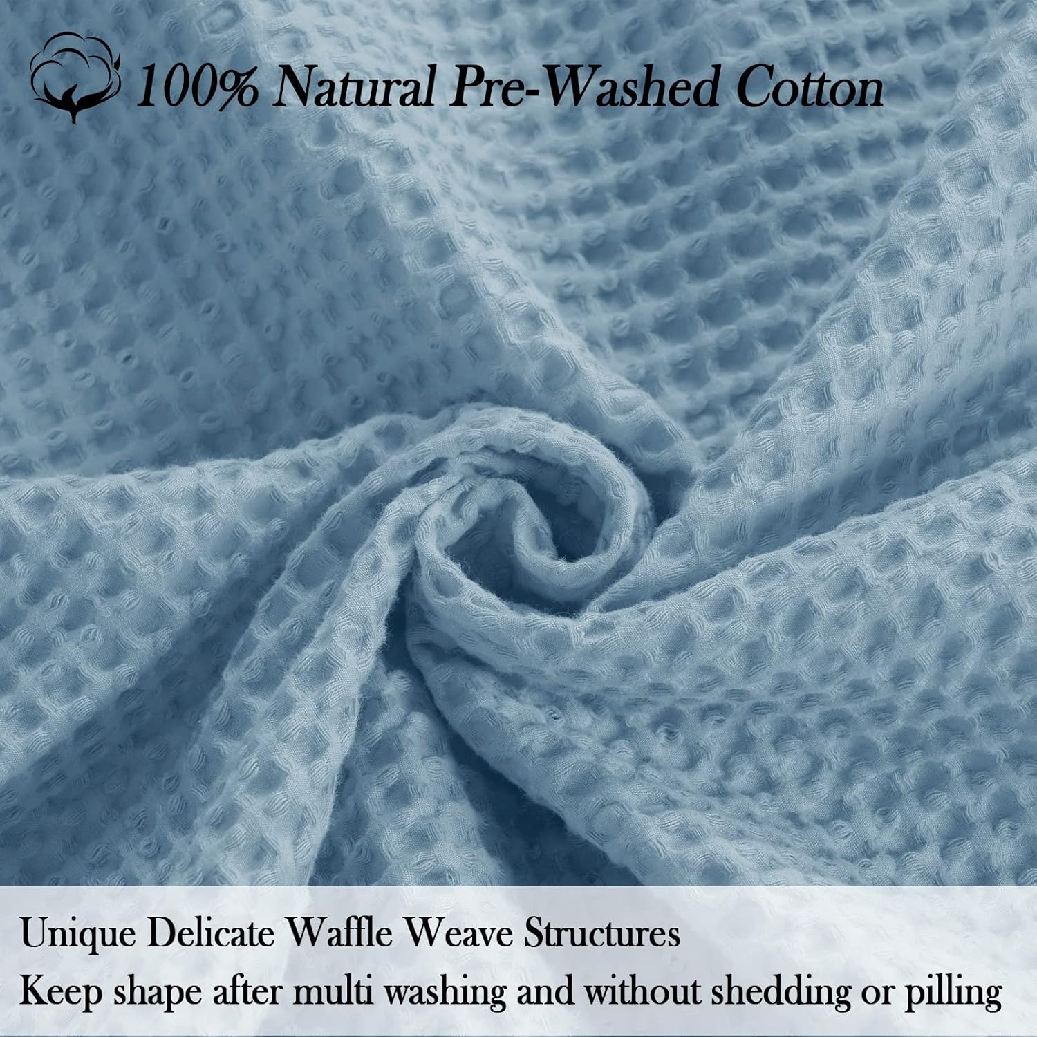 PHF – Manta 100% algodón tejido gofre de 50 x 60 pulgadas, manta suave y transpirable prelavada, para todas las estaciones, capa perfecta para sofá,