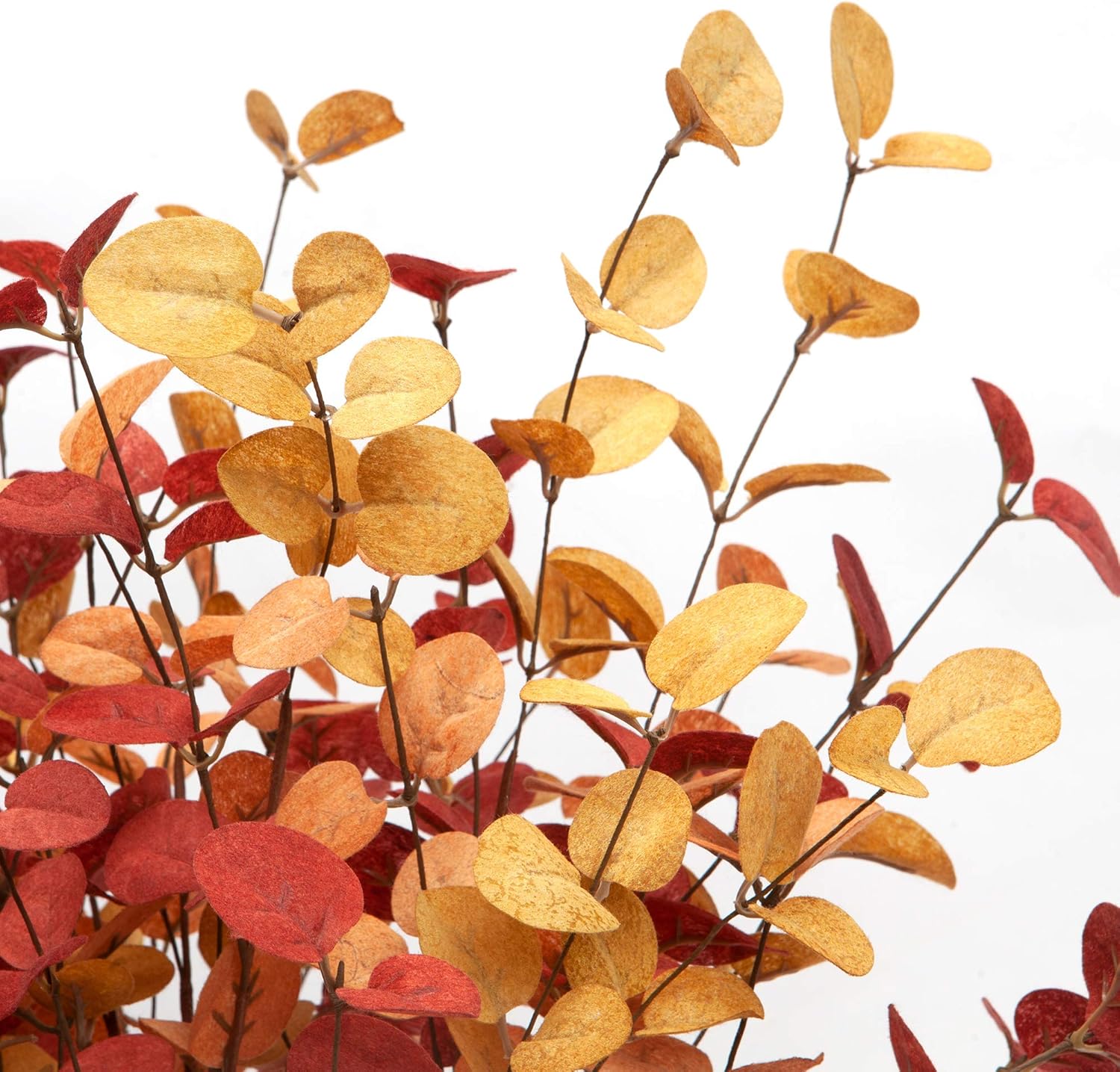 6 tallos artificiales de eucalipto para decoración de otoño con hojas de eucalipto otoñales, decoraciones de otoño para oficina y hogar, plantas