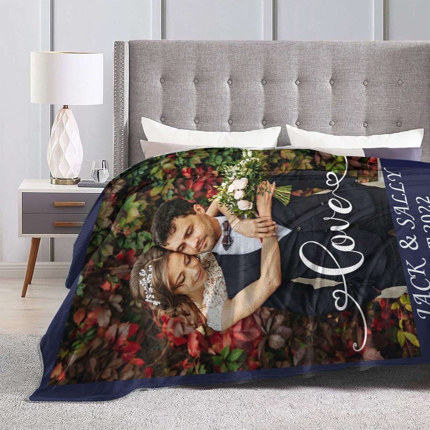 Macucop Manta personalizada con fotos, texto, manta de franela personalizada, regalos para cumpleaños, bodas, Navidad, Día del Padre, Día de la