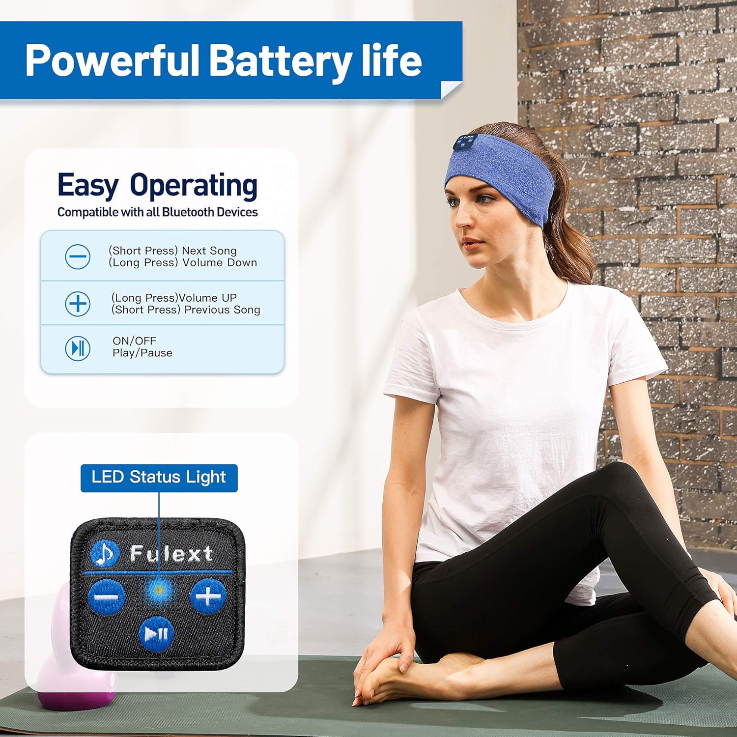 Perytong Auriculares deportivos Bluetooth para dormir, auriculares deportivos Bluetooth con altavoces estéreo HD ultrafinos perfectos para dormir,