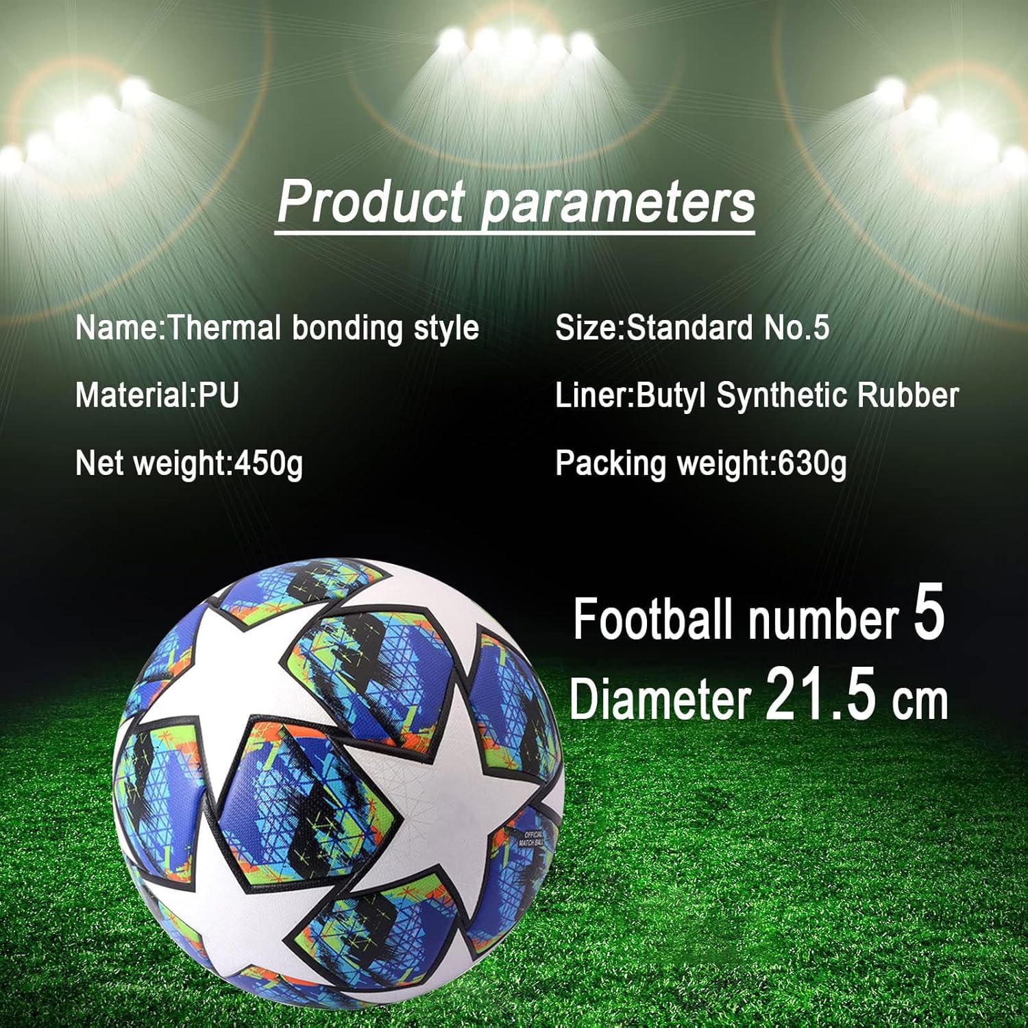 Fxznacbh Balones de fútbol Tamaño y peso del juego Tamaño 5 Balones de fútbol Balón de entrenamiento de fútbol interior y exterior