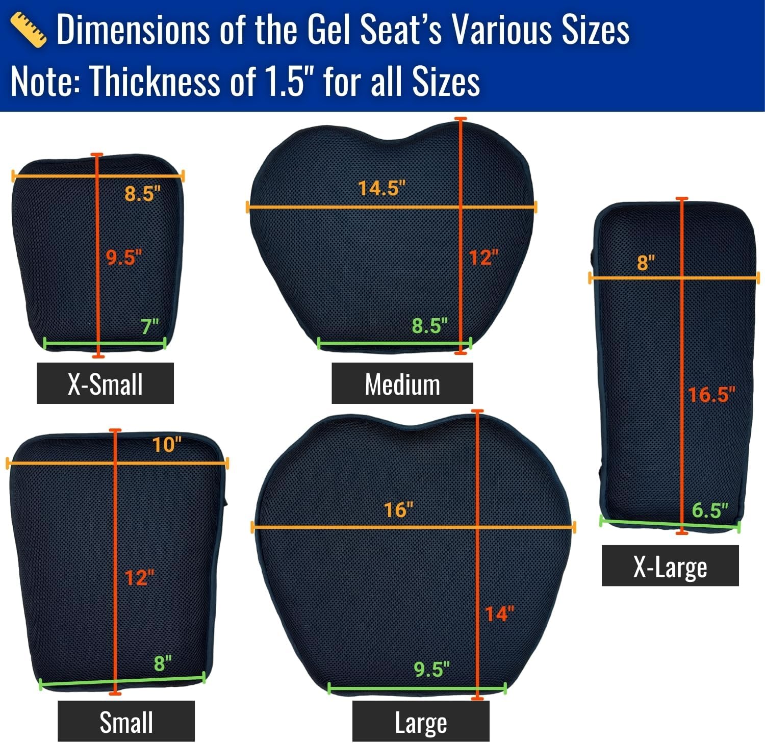GEARS X-Tender – Almohadilla de asiento de gel para motocicleta para asiento principal de motociclista, motocicletas deportivas, hipermotos y