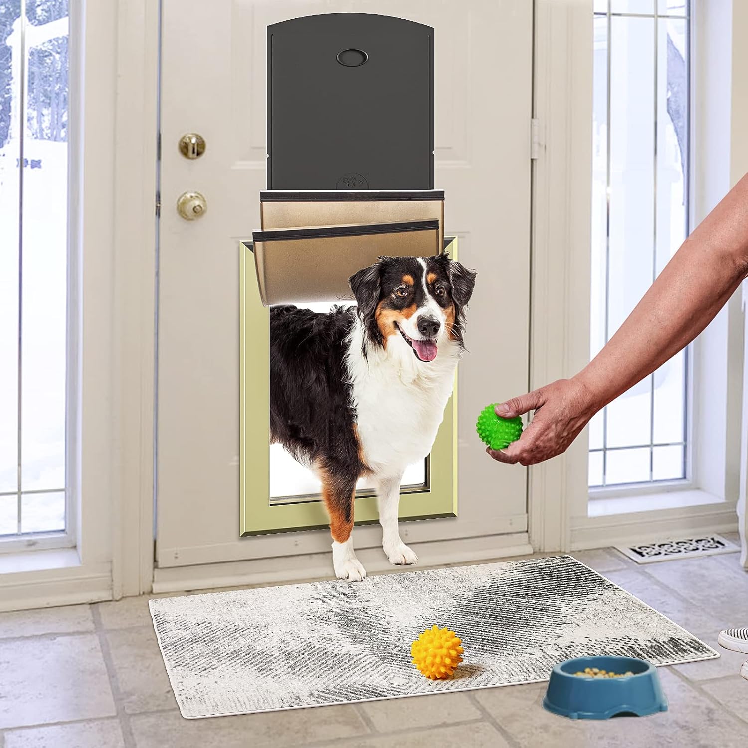 Puertas grandes resistentes a la intemperie para perros grandes con doble solapa magnética, marco de aluminio resistente, puertas para perros