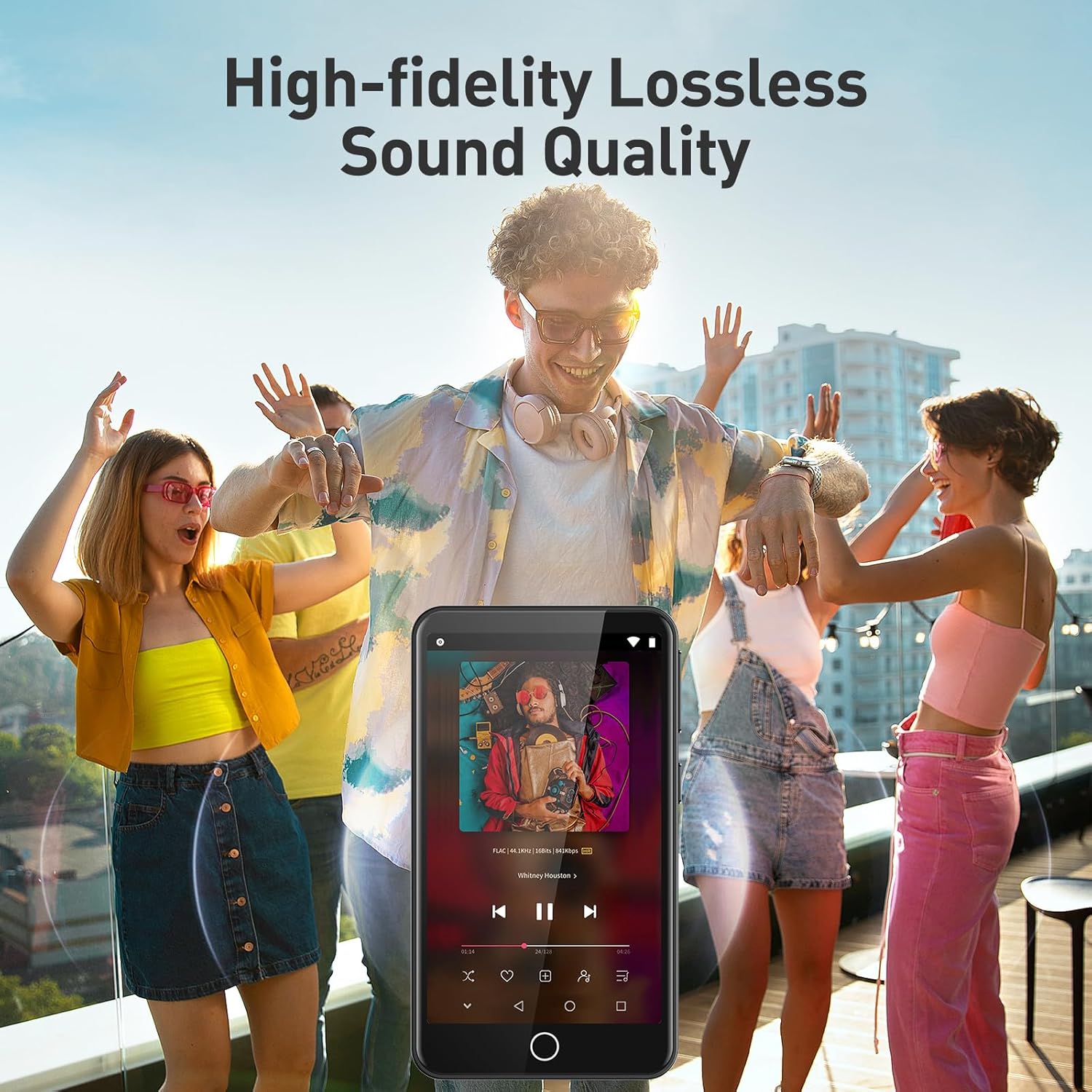 AGPTEK Reproductor MP3 de 80 GB con Bluetooth y WiFi, pantalla táctil completa de 3.5 pulgadas con Spotify, reproductor de música en línea Android