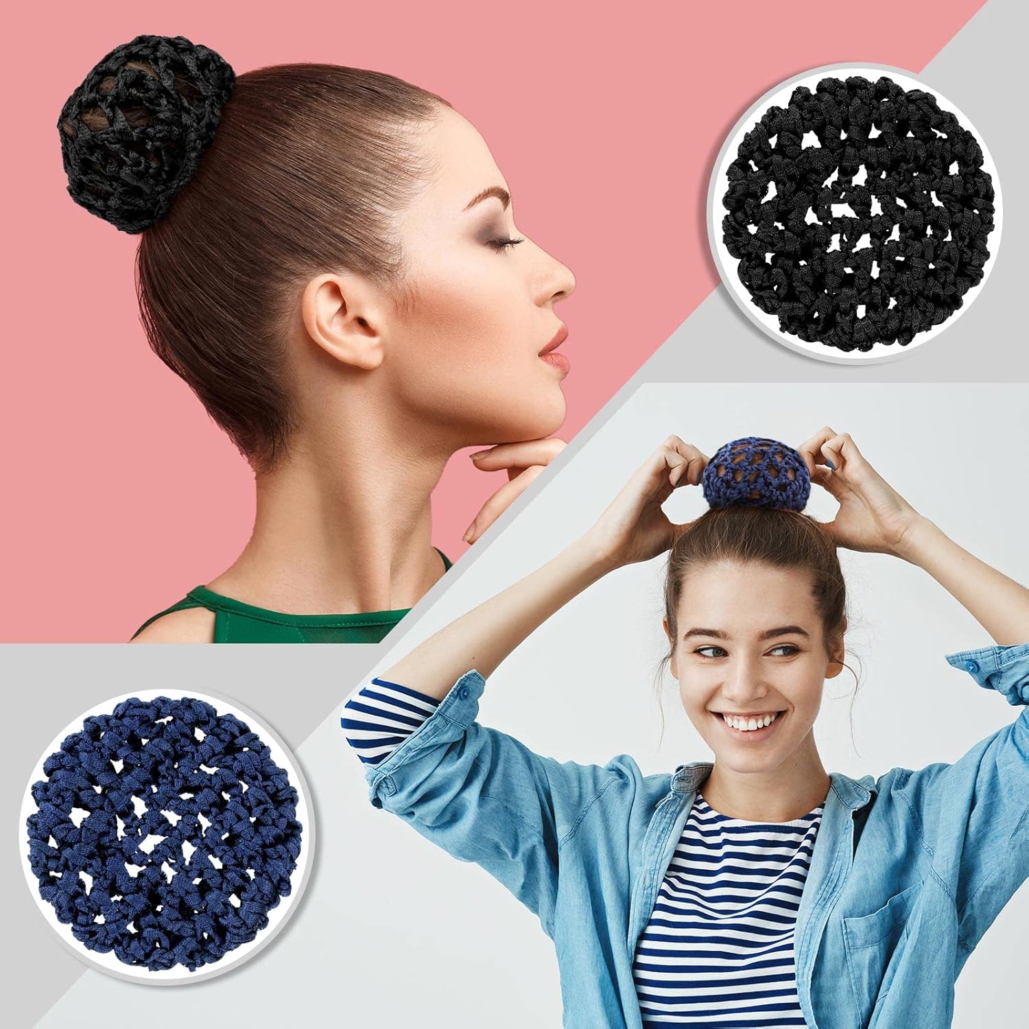 8 piezas de fundas de moño de ballet para niñas, redes invisibles para moño, redecillas de pelo de baile, redes para el cabello para moño, para