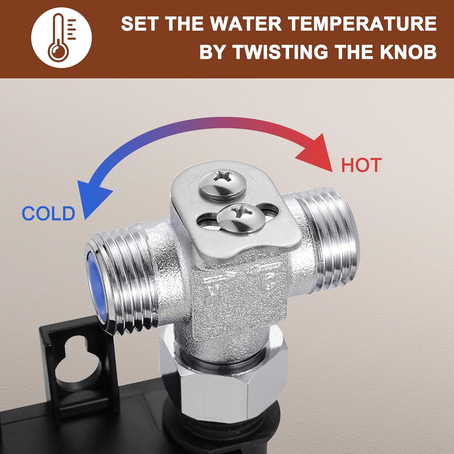 Grifo de fregadero de baño sin contacto de níquel cepillado con válvula de mezcla de control de temperatura, sensor de movimiento automático