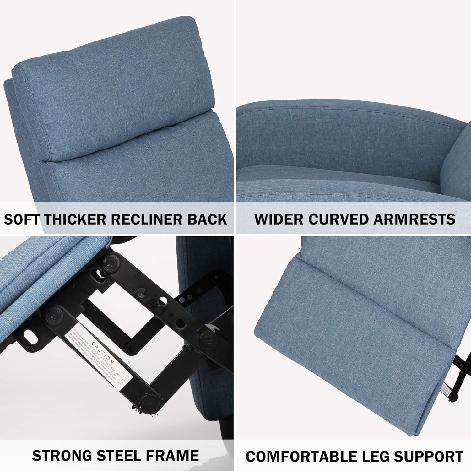 Koreyosh Silla reclinable de tela, sofá individual ajustable, asiento de cine en casa, sofá reclinable de lectura para sala de estar y dormitorio,