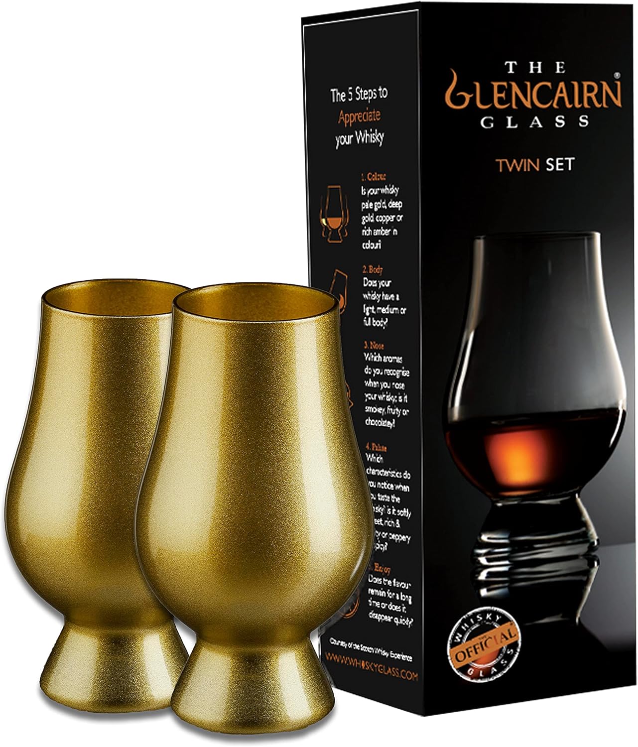 GLENCAIRN Vaso WHISKY ORO, JUEGO DE 2 EN CAJA DE REGALO TWN