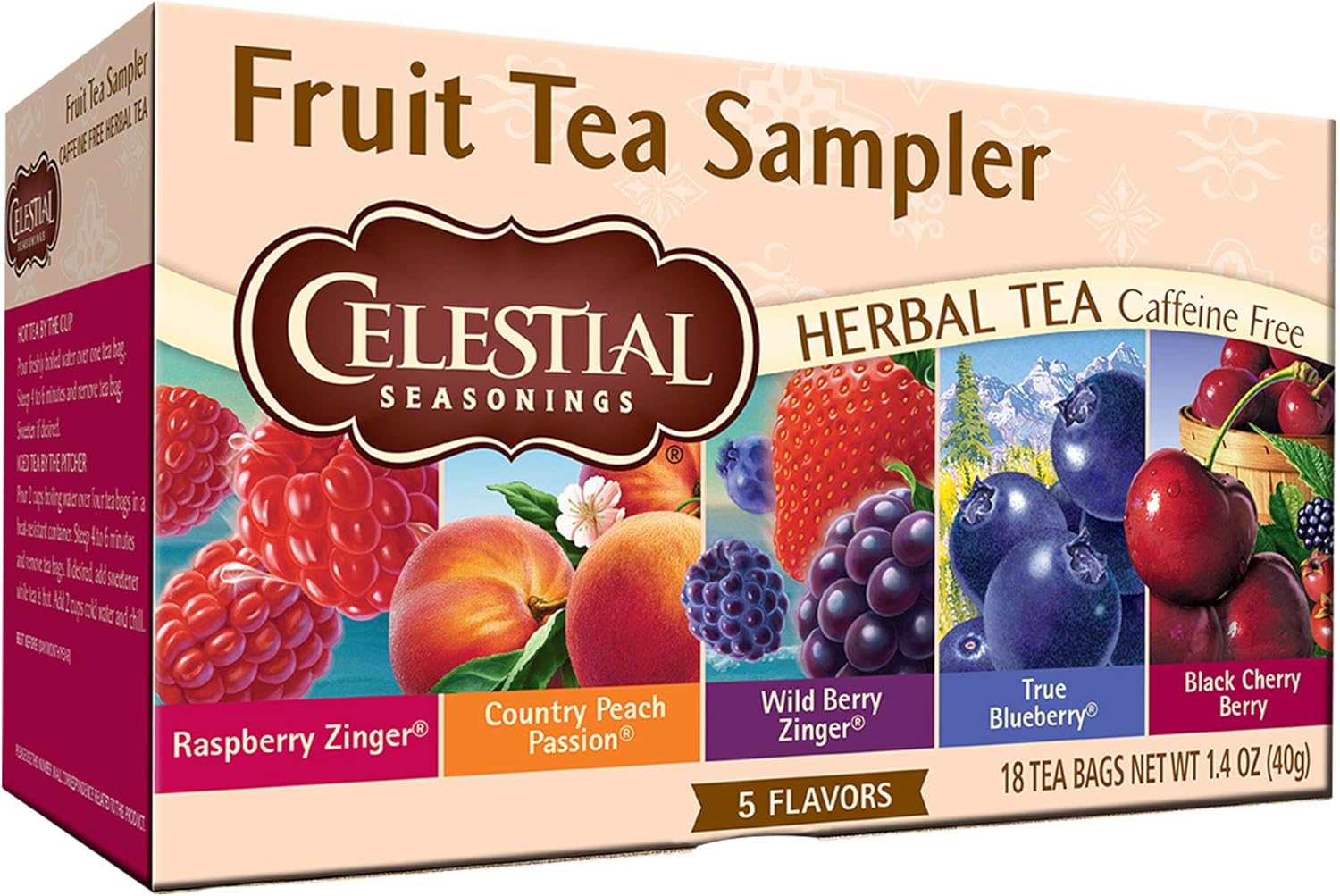 Celestial Seasonings  Degustación de tés de hierbas frutales Sin cafeína  18 bolsas de té