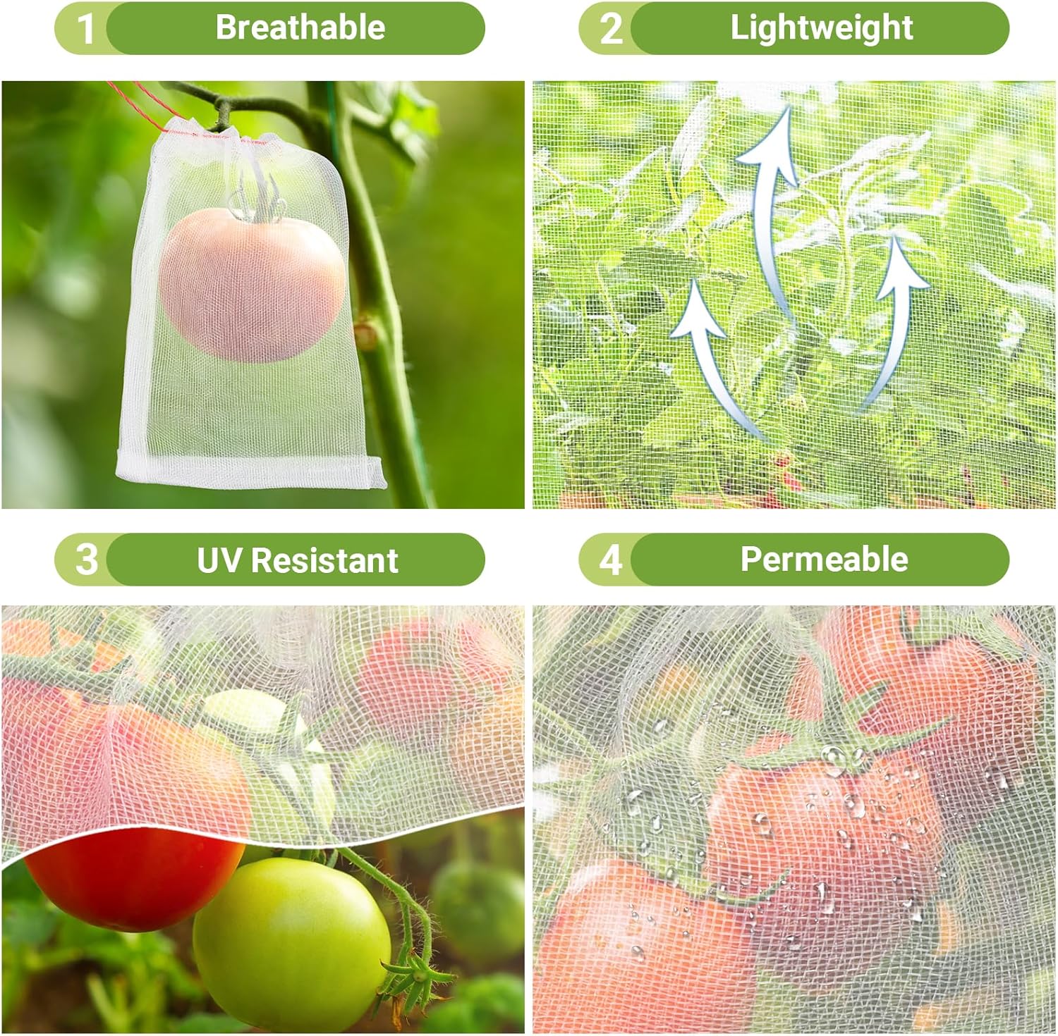 Bolsas de protección de frutas, paquete de 100 unidades de 4 x 6 pulgadas, barrera de plagas para jardín, red de insectos, pequeñas bolsas de malla