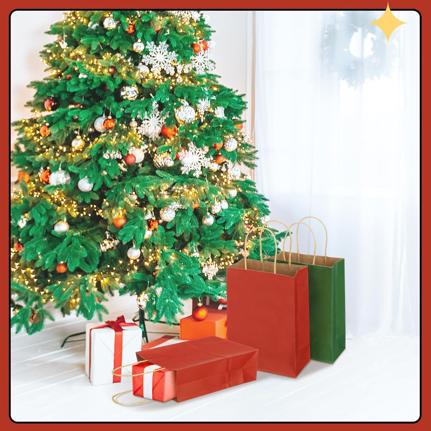 Tenceur 100 bolsas de regalo de color verde salvia, bolsas de papel kraft verde salvia con asas, bolsas de regalo medianas para bodas, baby shower,