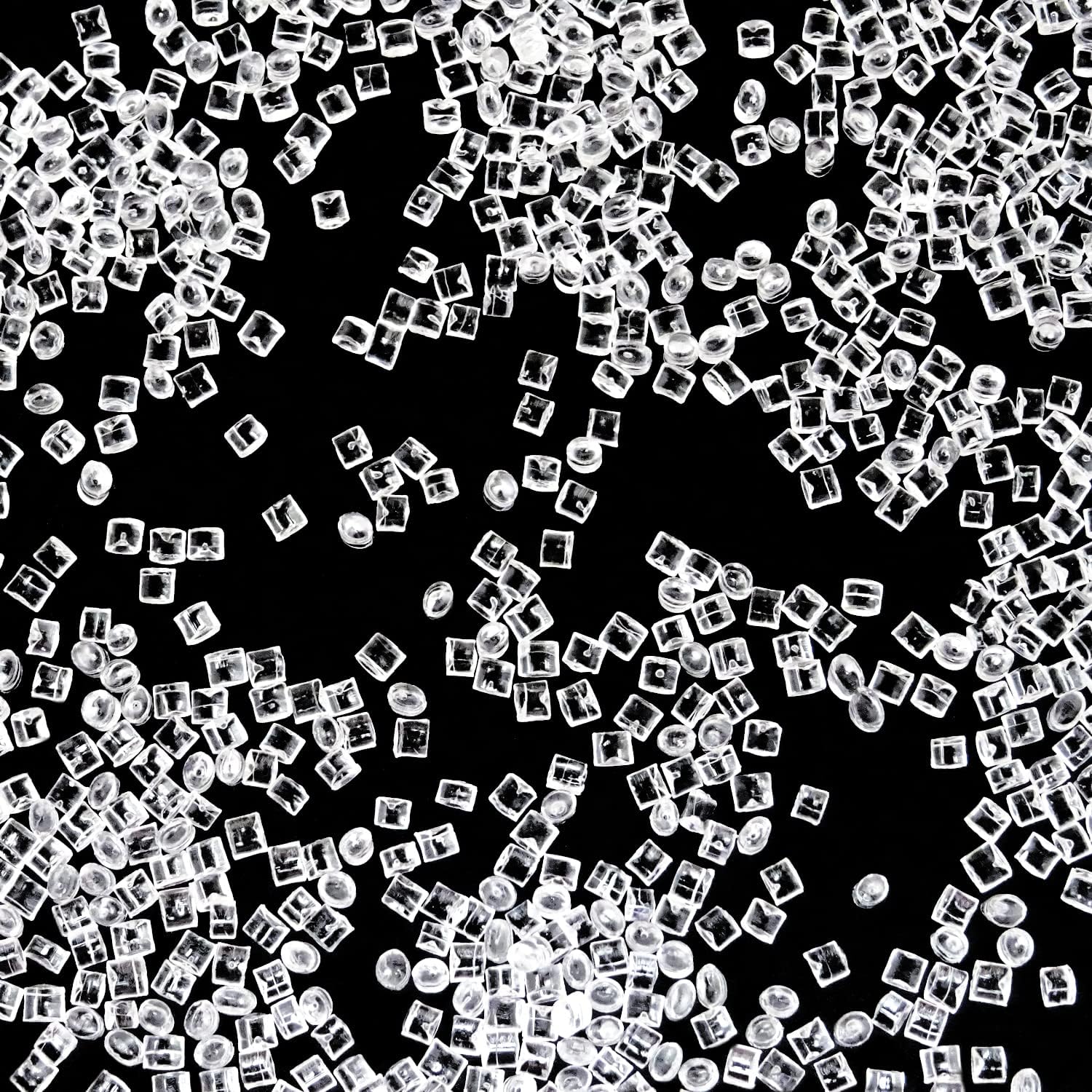 yueton Cubos de hielo de plástico transparente en miniatura de 0.118in para casa de muñecas, cubitos de hielo falsos, accesorios de bebidas de