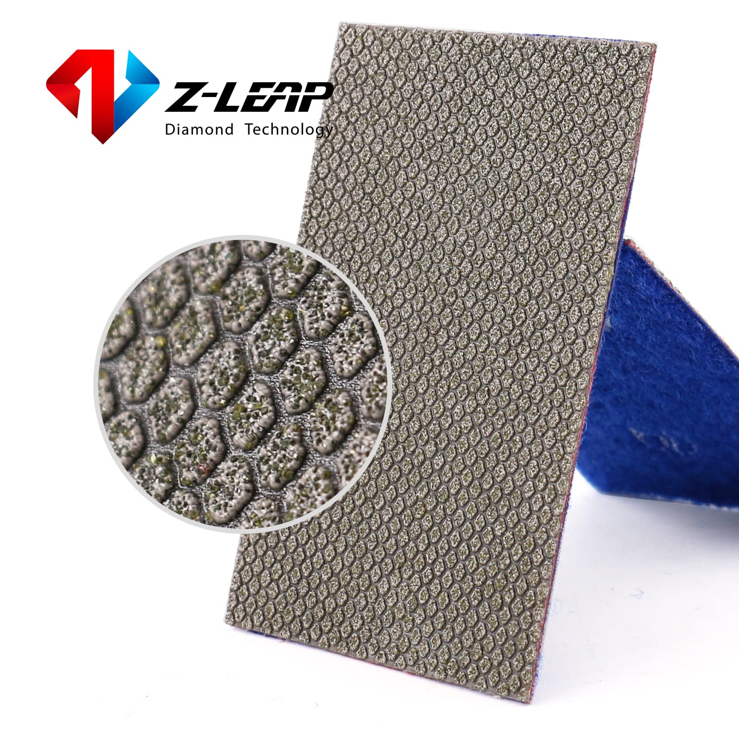 Hoja de papel de diamante galvanizado de papel de lija con gancho y bucle de nailon para pulir a mano, vidrio, porcelana, cerámica, 4 piezas