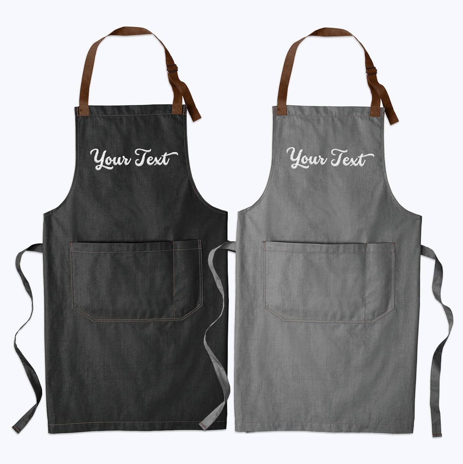 TEEAMORE Delantales bordados personalizados para mujeres y hombres, añade tu texto Chef Kitchen Grill Delantal