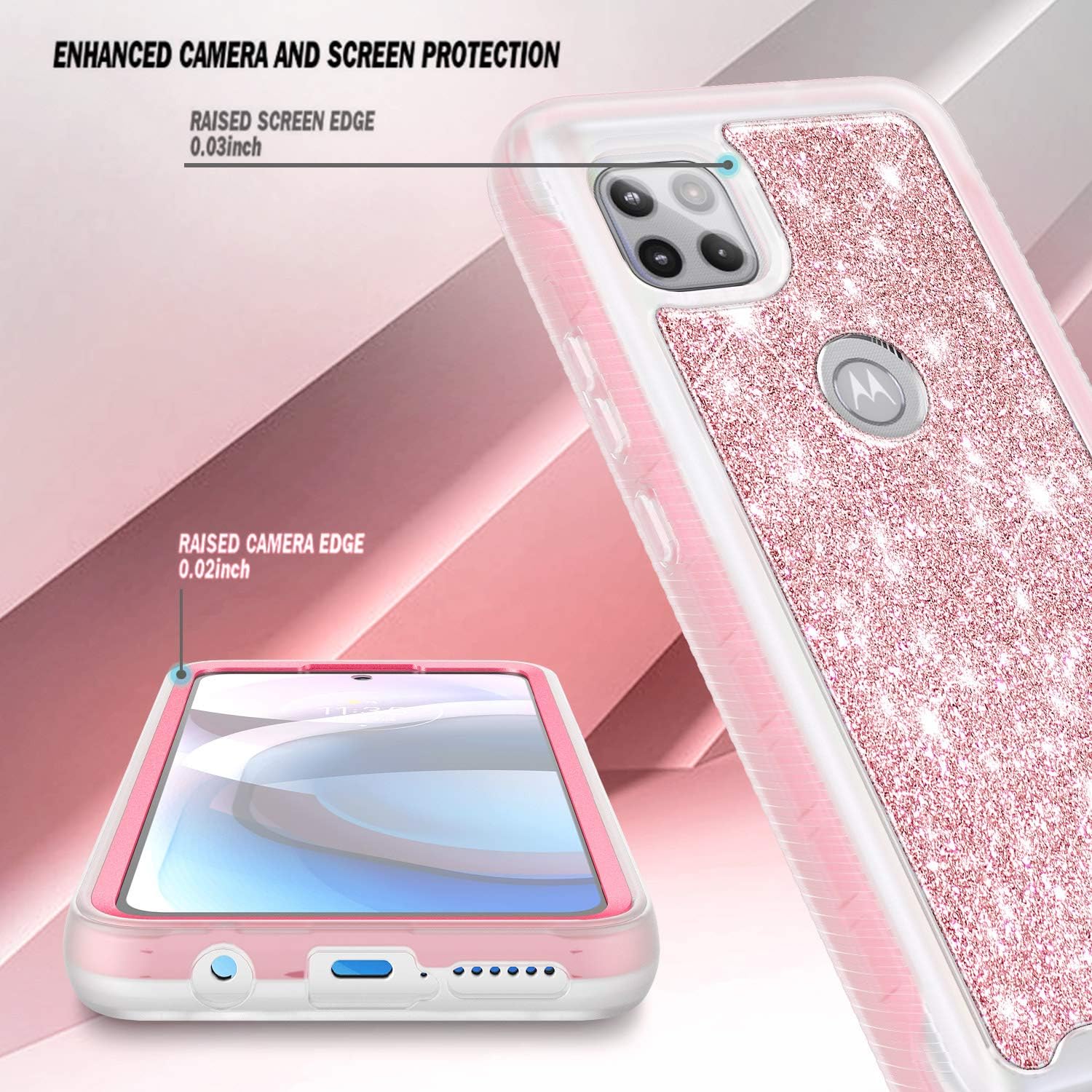 NZND Funda para Motorola Moto One 5G Ace (One 5G UW Ace) con protector de pantalla incorporado, funda protectora de cuerpo completo a prueba de