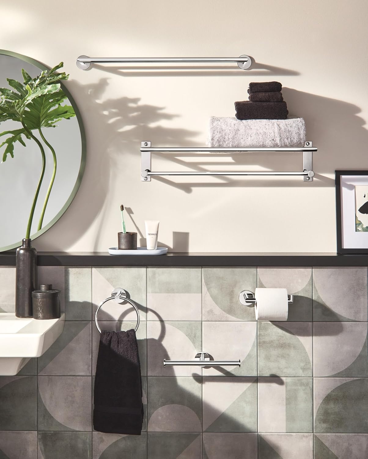 Moen Y5709BCH – Soporte moderno para papel higiénico de un solo poste, cromado