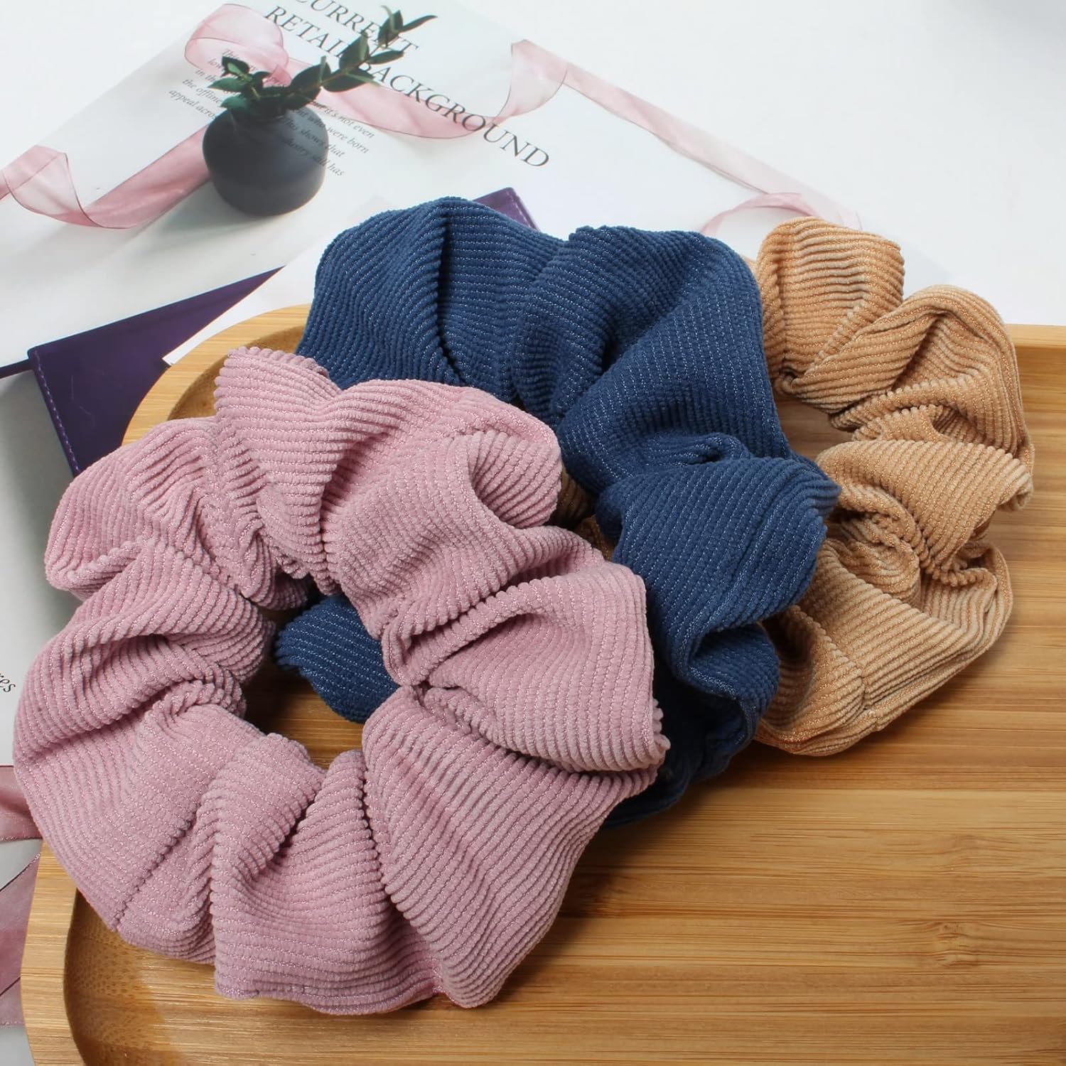 10 piezas de coleteros de cordury para mujer, con cordón medio, bandas elásticas para el cabello, ligas para el cabello de moda para cola de caballo