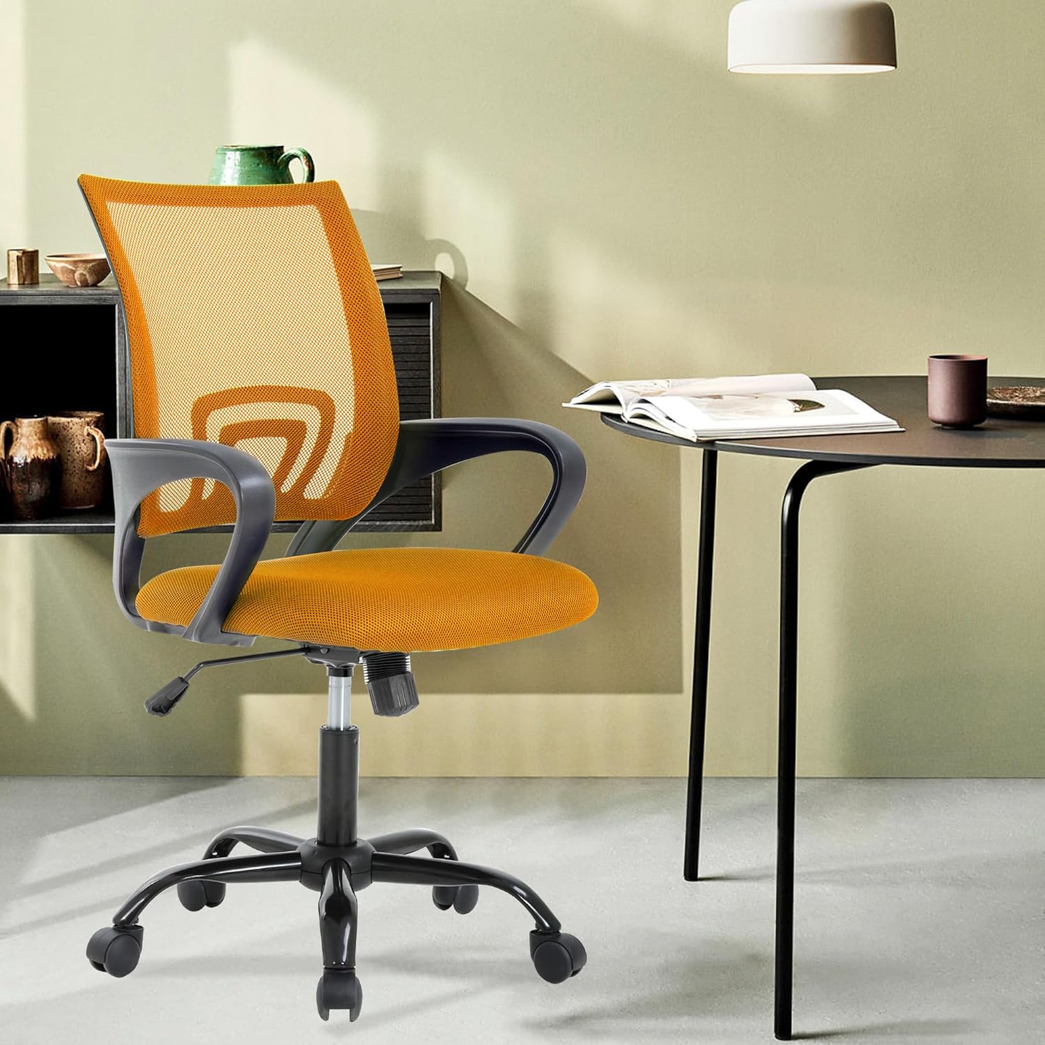PayLessHere Silla de oficina para computadora, ergonómica, silla de escritorio barata, ajustable, cómoda, con respaldo medio, silla giratoria con