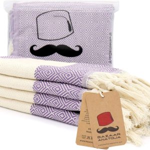 Bazaar Anatolia Juego de 4 toallas de mano turcas de 39 x 19 pulgadas, 100 % algodón, con lazo para colgar, decoración bohemia de granja, color Bazaar Anatolia Juego de 4 toallas de mano turcas de 39 x 19 pulgadas, 100 % algodón, con lazo para colgar, decoración bohemia de granja, color