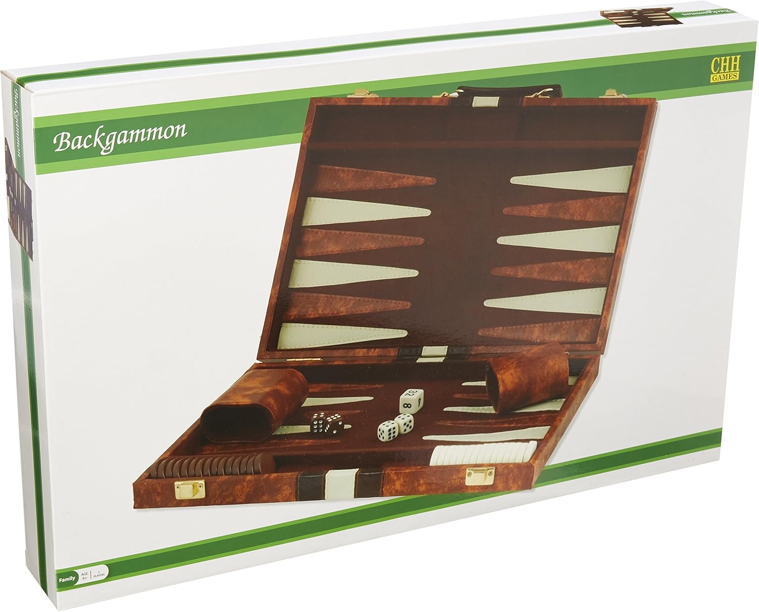 Juego de backgammon, 18 pulgadas, café y blanco