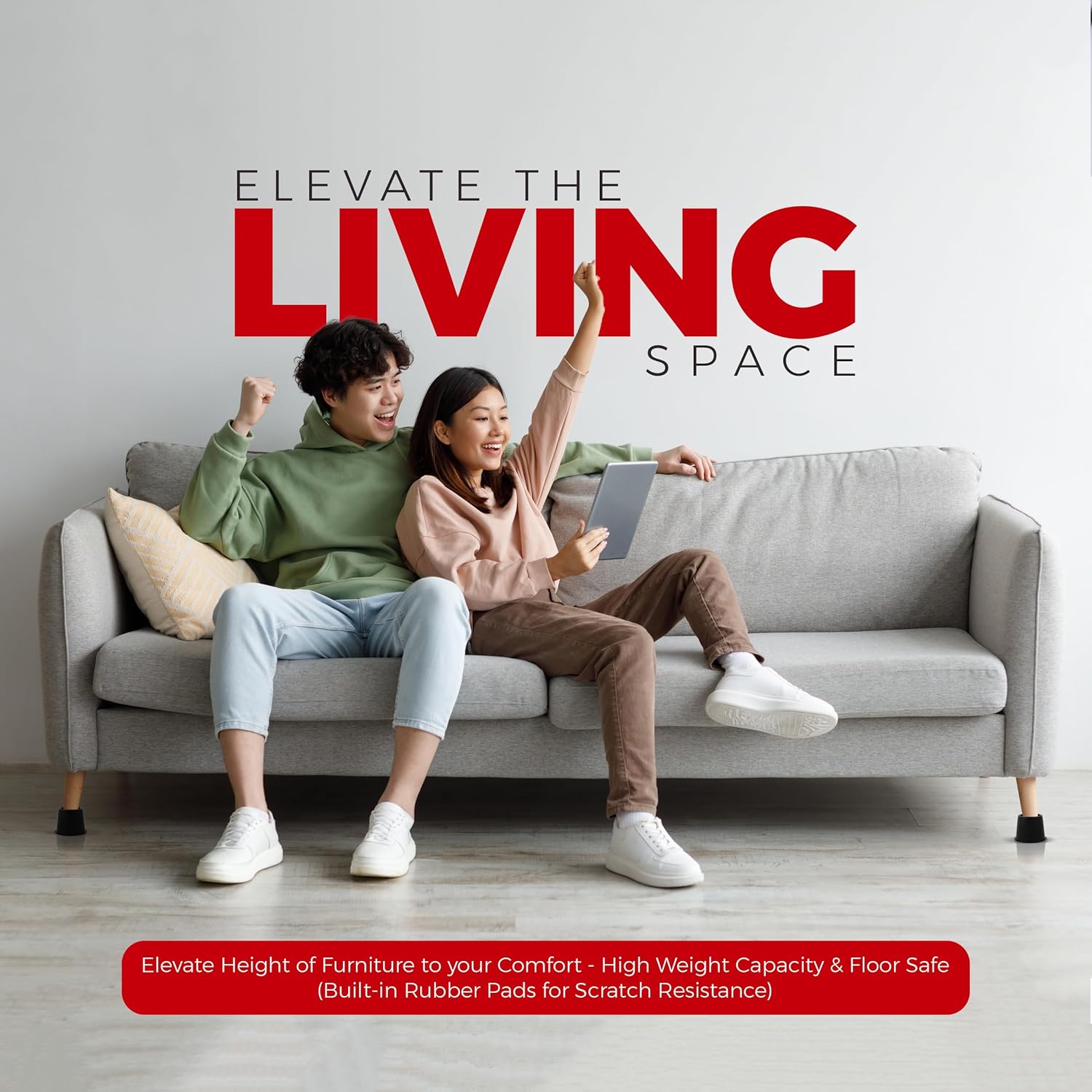 Utopia Bedding Elevadores de cama de 3 pulgadas, paquete de 4, elevadores redondos para muebles con espuma antideslizante superior con placa de