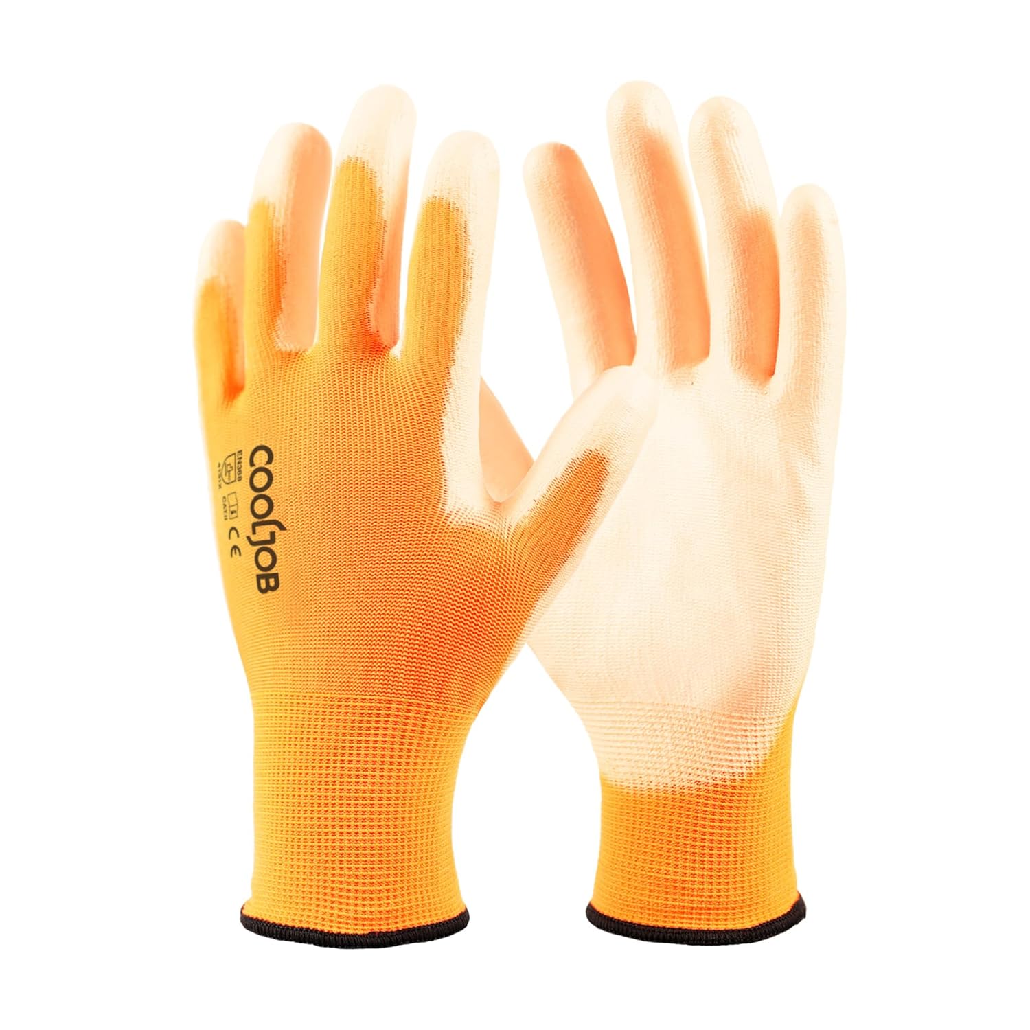 COOLJOB Guantes de seguridad revestidos en poliuretano, juego por mayor de 12 pares de guantes de trabajo