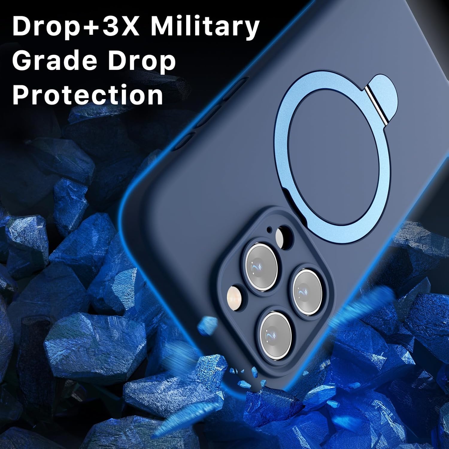 MYBAT PRO SleekFit Series – Funda para iPhone 15 Pro con soporte compatible con MagSafe, funda magnética de silicona líquida suave, forro de