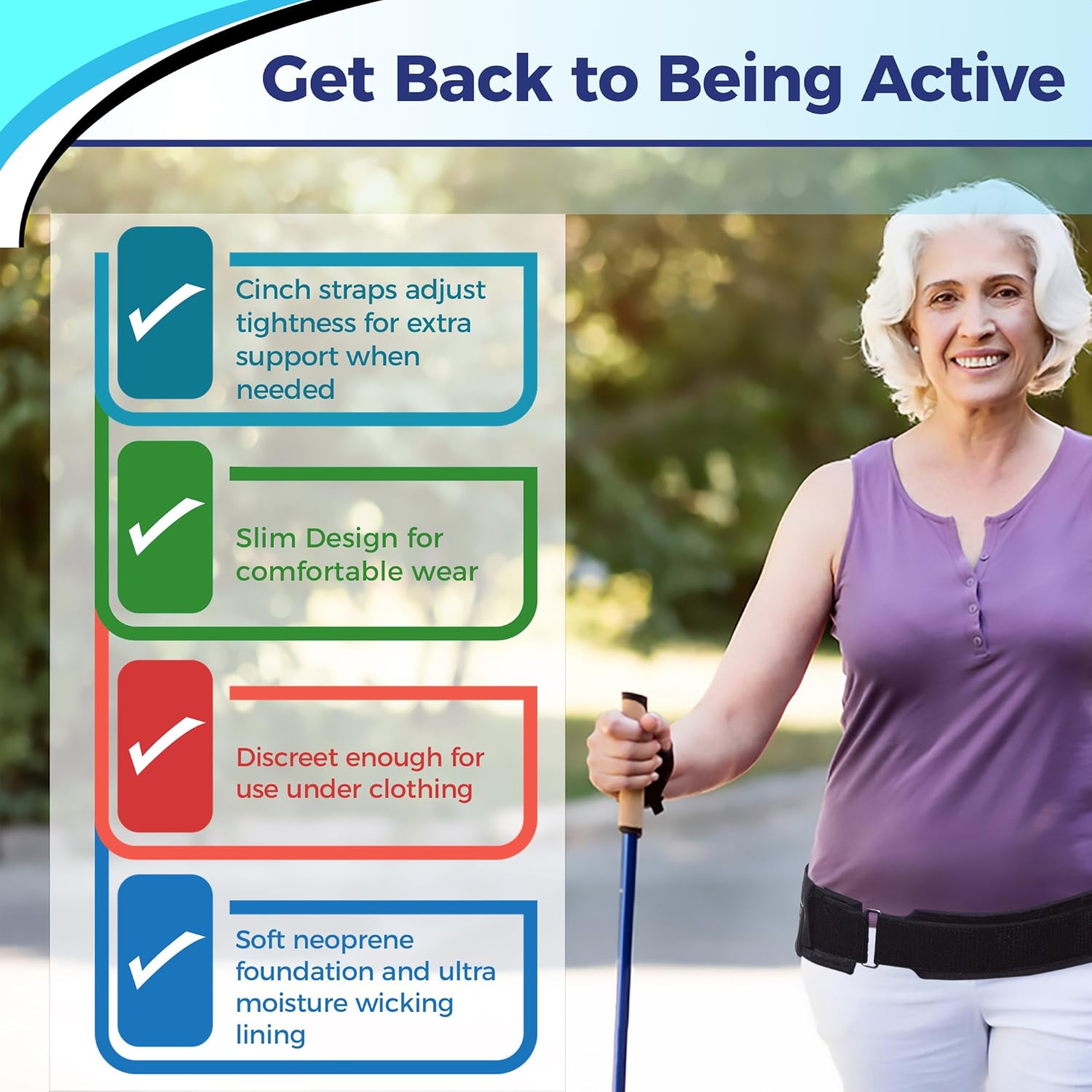 Backwonder Cinturón de apoyo para la espalda, soporte para nervio ciático para espalda Si, para mujeres y hombres, cinturón de soporte perfecto para