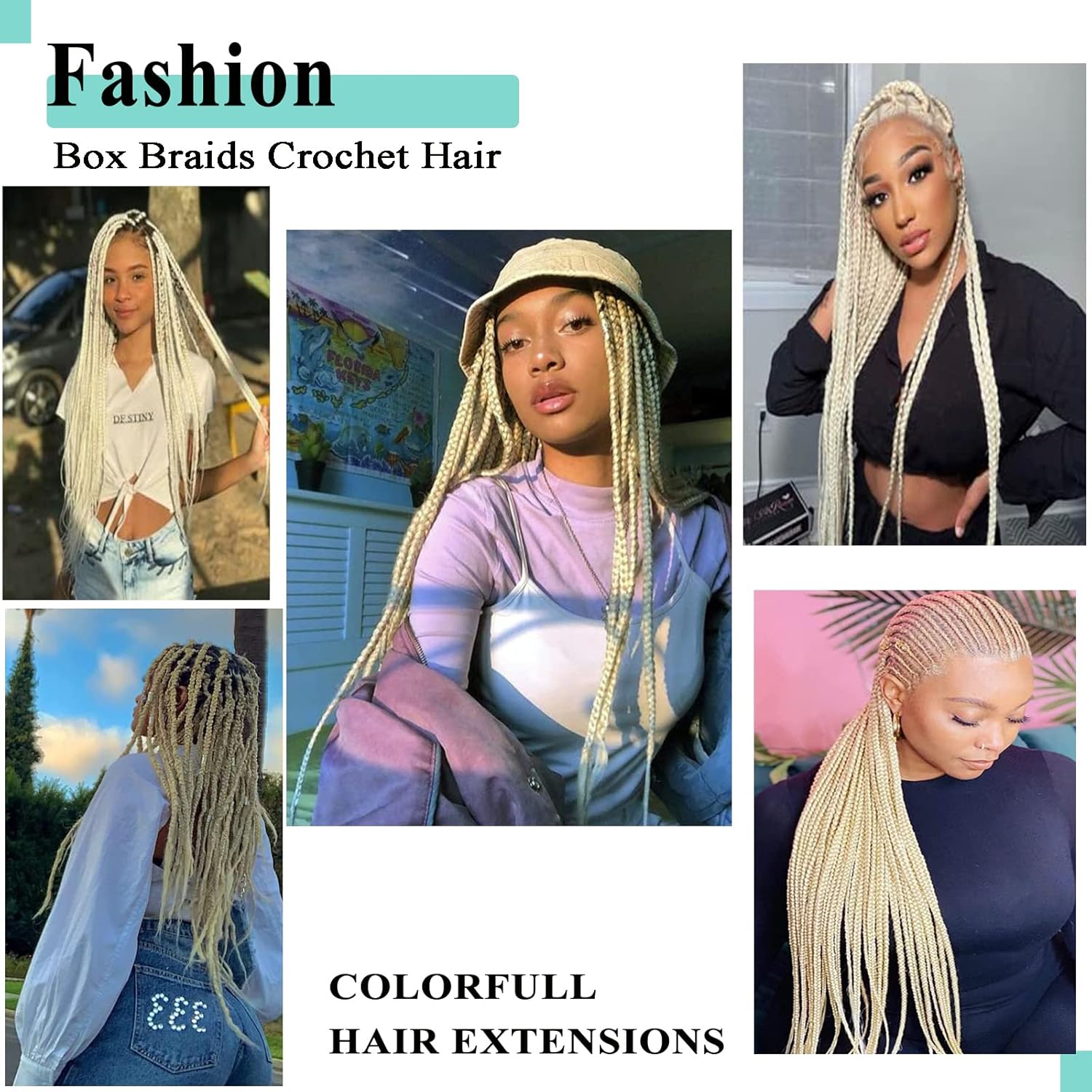 Goddess Box – Trenzas de ganchillo de 18 pulgadas, 1 paquete de 613 trenzas rubias de ganchillo preenlazadas, 3 cajas de cabello trenzado sintético