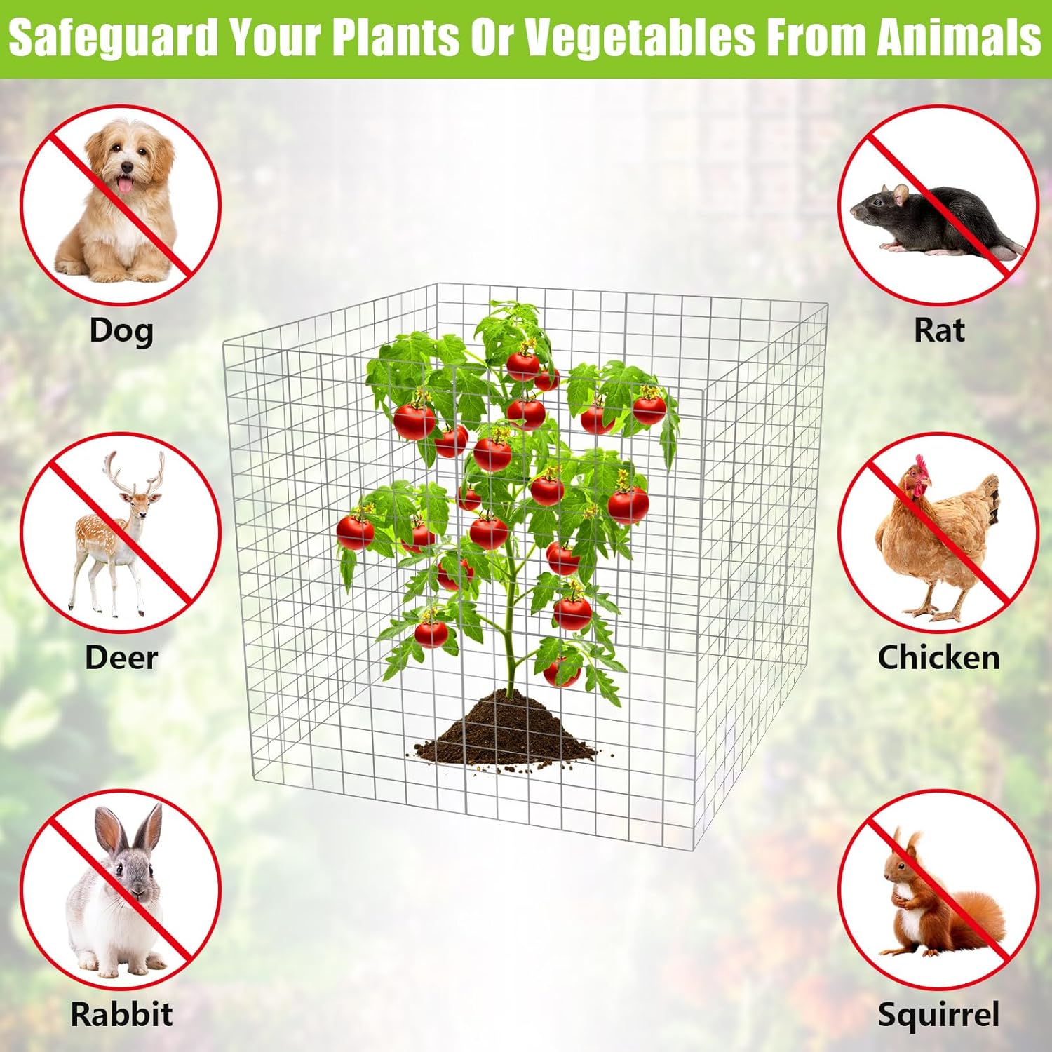 1 juego de 10 protectores de alambre para plantas de 11.8 x 11.8 pulgadas, protectores cuadrados para plantas de animales, jaula de malla para