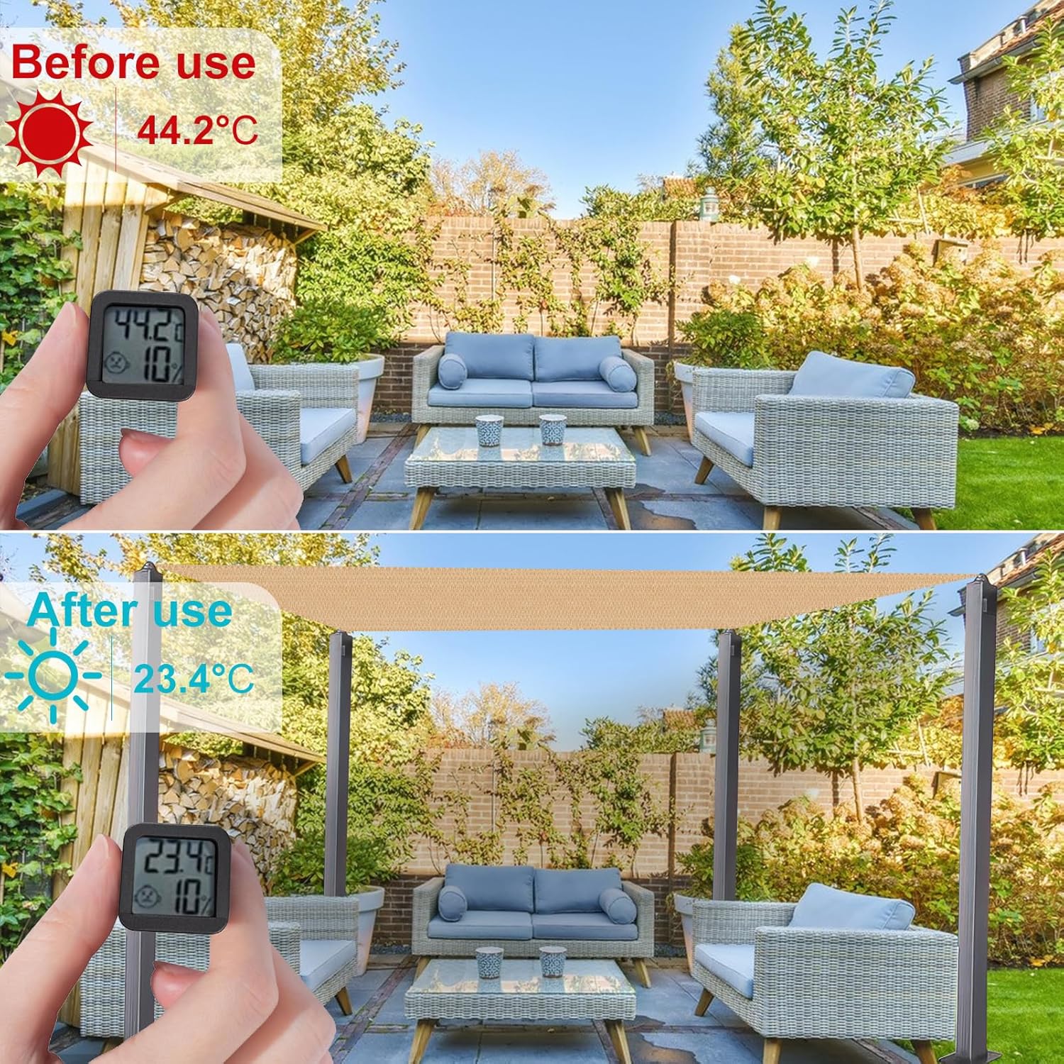 Paño de sombra 90% de bloqueo de rayos UV, 8 x 10 pies, rectangular negro con ojales, permeable al agua y al aire, cubierta de pérgola de patio para