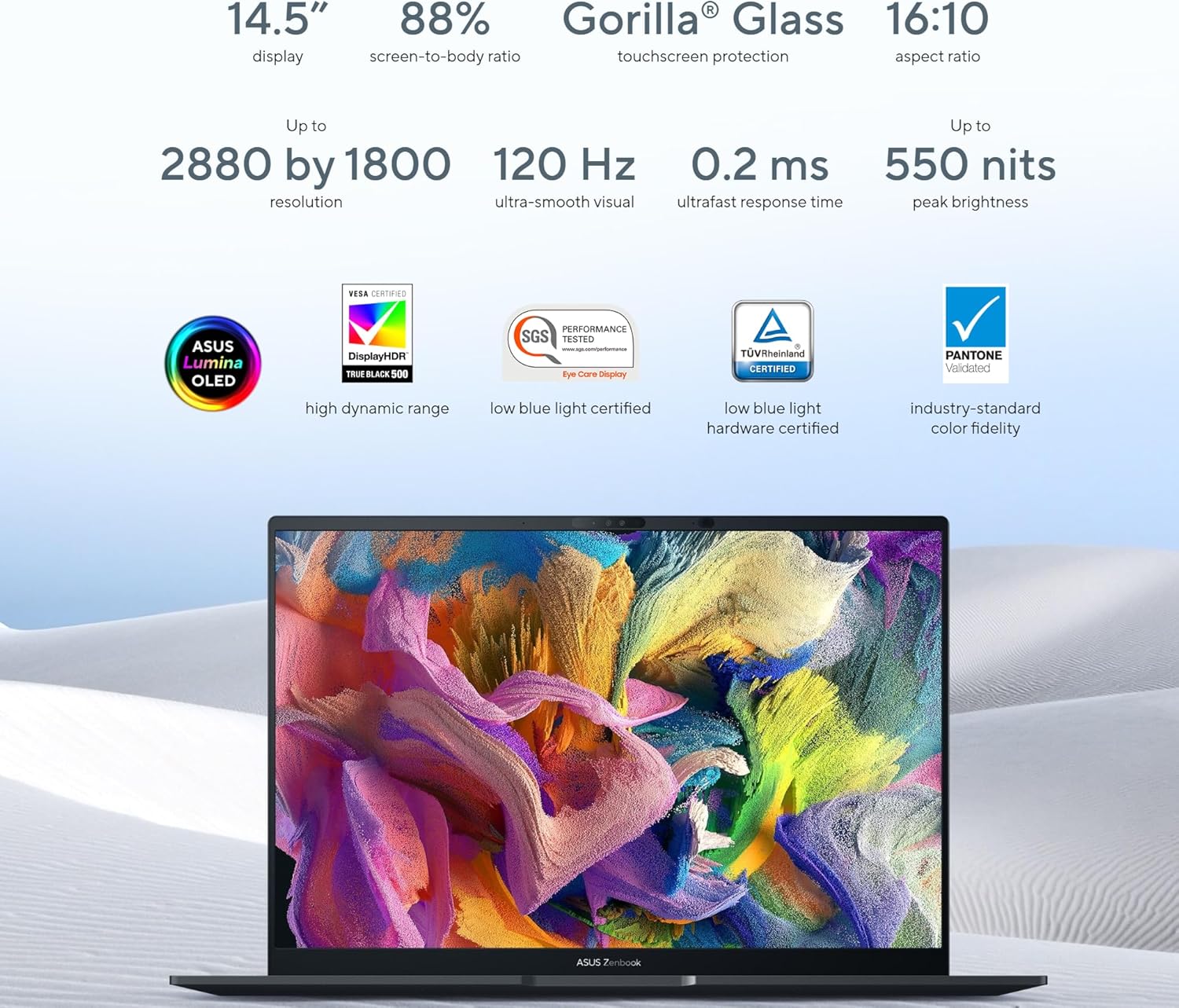 ASUS Zenbook 14.5″ 2.8K (2880 x 1800) 120Hz OLED Laptop  EVO 14-Core i7-13700H  16GB DDR5  100% DCI-P3  WiFi 6E  2X Thunderbolt 4  Widnows 11 Home