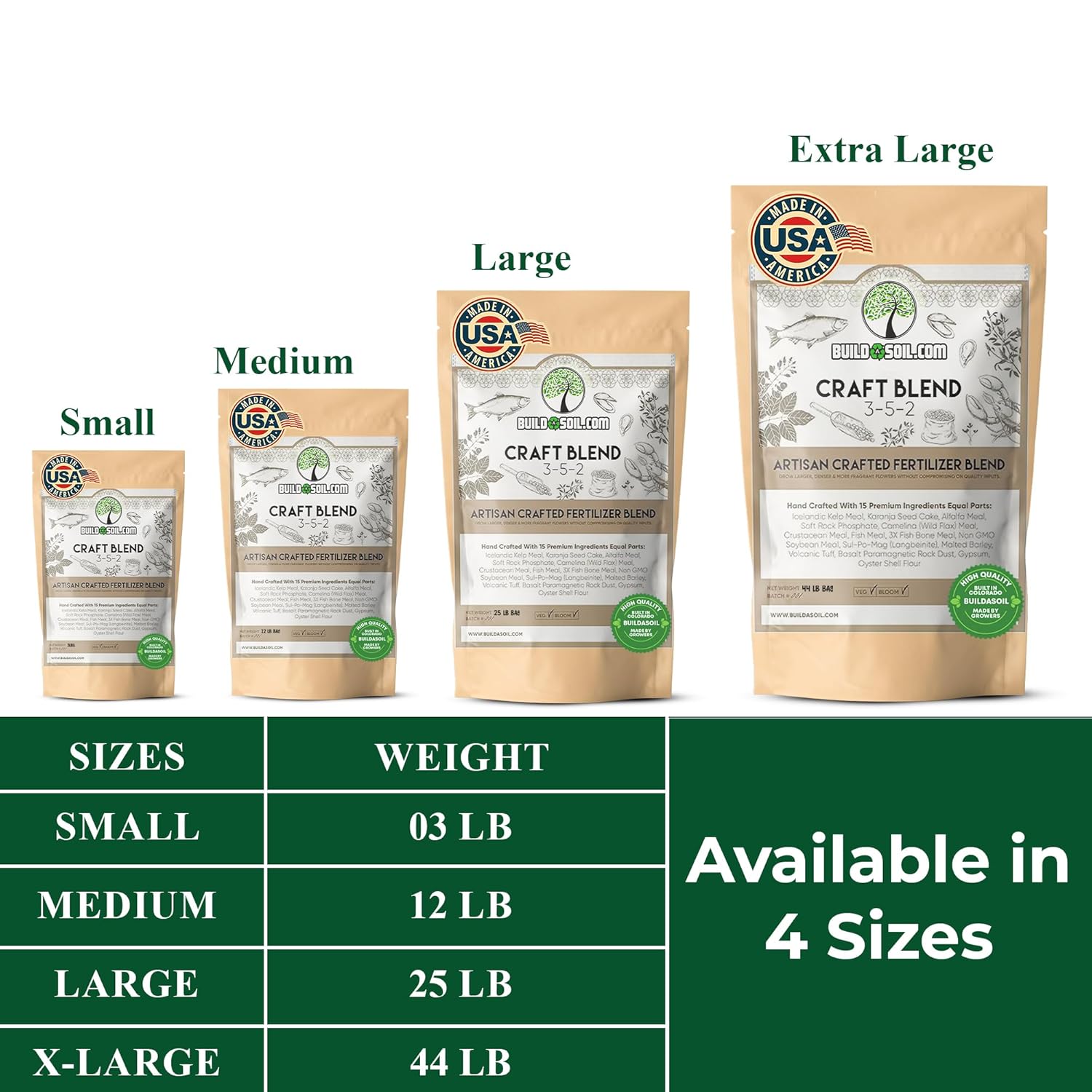 BuildASoil Fertilizante para huerto y alimentos orgánicos para plantas  Fertilizante orgánico hecho a mano con 15 ingredientes de primera calidad