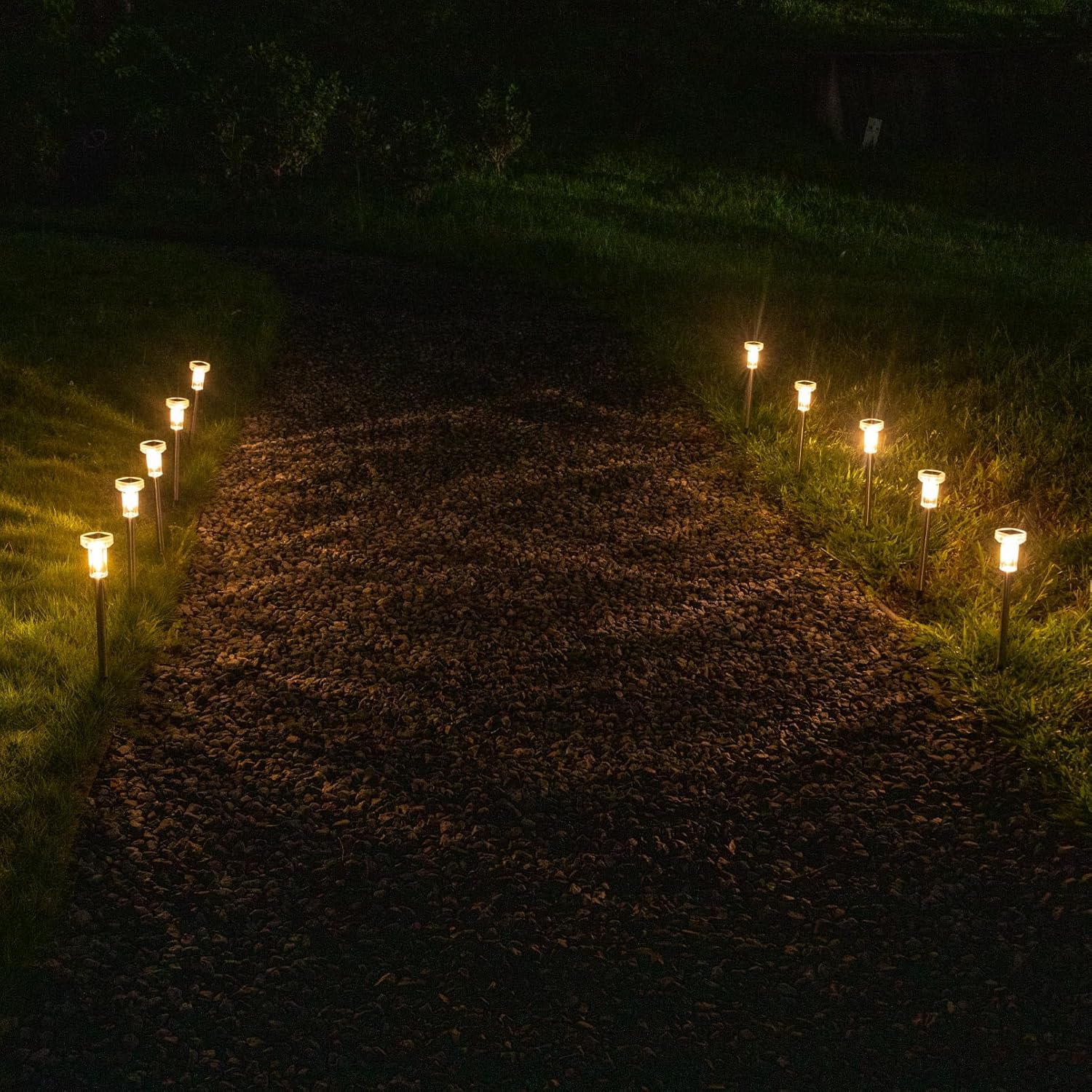PEATOP Paquete de 10 luces solares para exteriores, luces LED solares para caminos de paisaje, luces LED solares para jardín, luces impermeables
