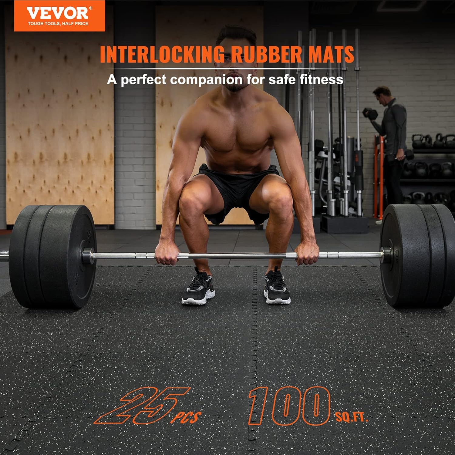 Alfombrillas de gimnasio de 12 pulgada de grosor, 24 x 24 pulgadas, espuma EVA y goma superior entrelazadas, alfombrillas de entrenamiento