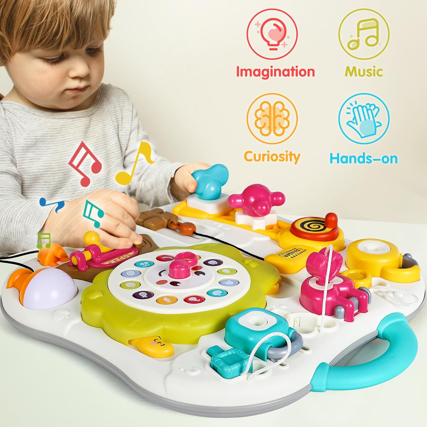 iPlay, iLearn Montessorri – Juguete sensorial para niños de 1 año, tablero de actividades de aprendizaje de habilidades motoras finas con sonido
