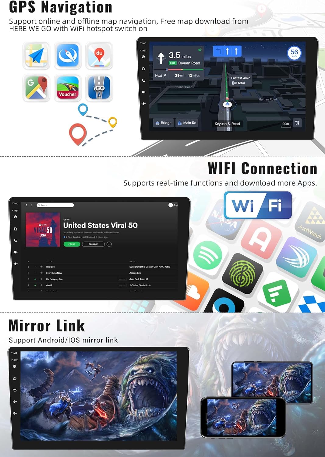 SIXWIN Radio estéreo de coche Android para Honda Civic 2016-2020 con pantalla táctil de 9 pulgadas, radio de coche con navegación GPS Bluetooth, 24