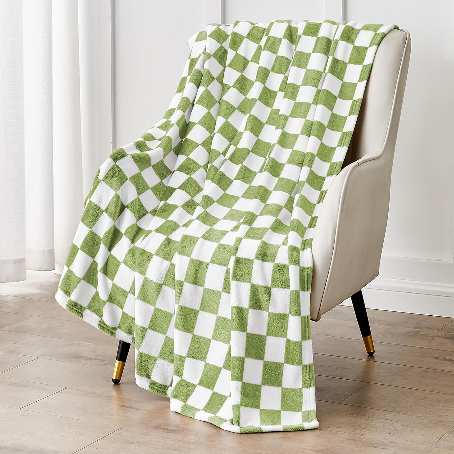 Edenleaf Manta a cuadros verdes, manta de forro polar ultrasuave para sofá, cama y viajes, mantas verdes de lujo para todas las estaciones (verde,