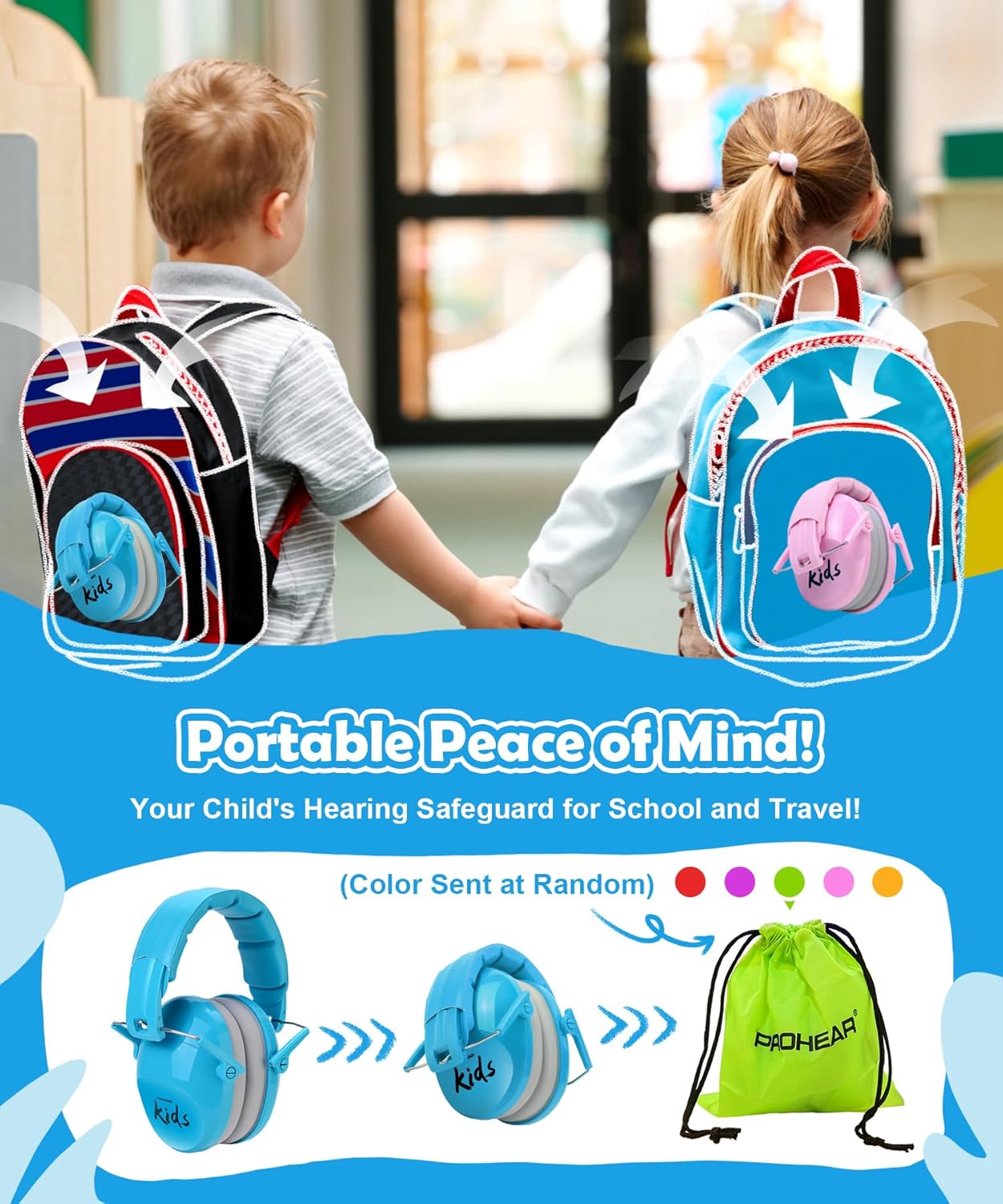 PROHEAR 032 2.0 Auriculares con cancelación de ruido para niños con diadema ajustable  25dB NRR Autismo Protección de oídos para niños en la siega,